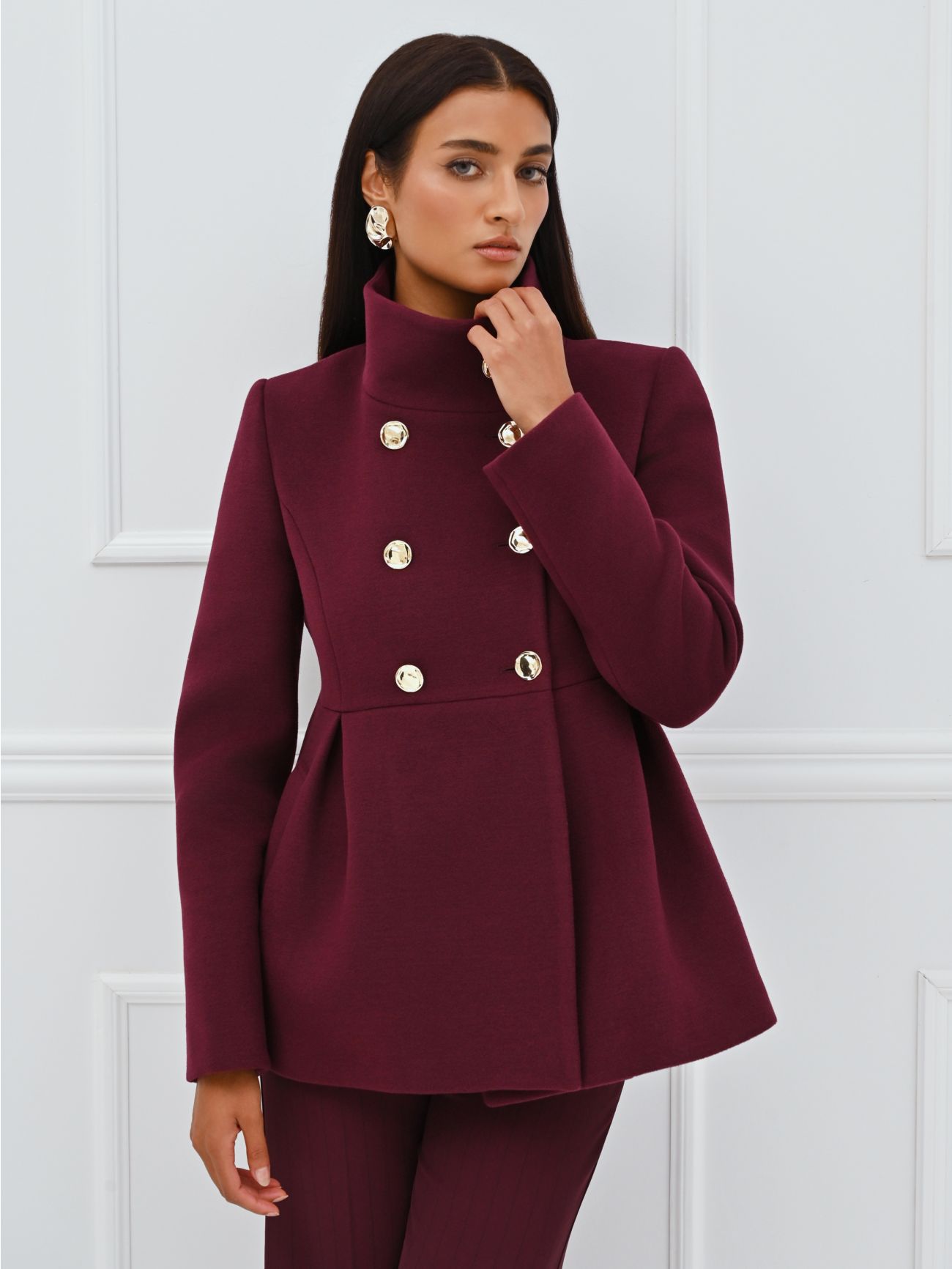 Cappotto Corto Bordeaux con Baschina  Rinascimento