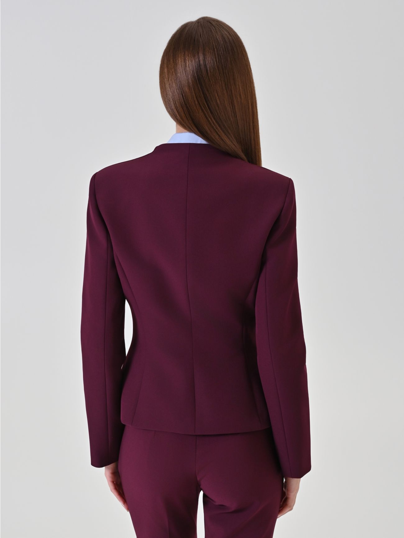 Burgundy Double-Breasted Jacket with Square Neckline det_3