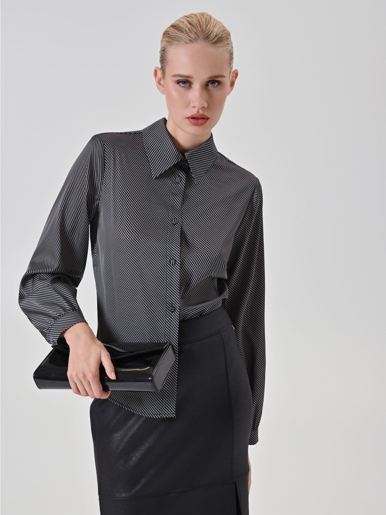 Optical-Print Black Shirt  Rinascimento