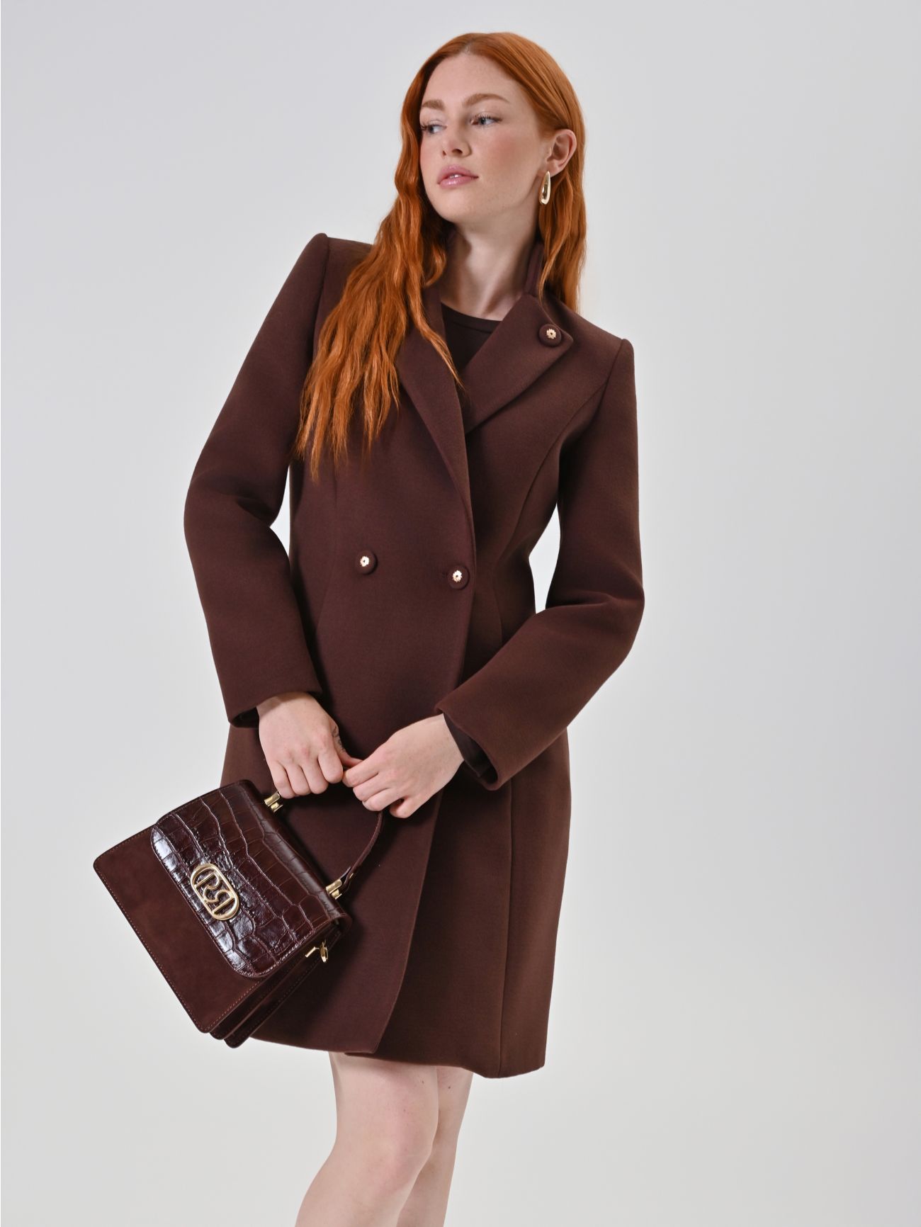 Cappotto Midi Marrone con Revers  Rinascimento