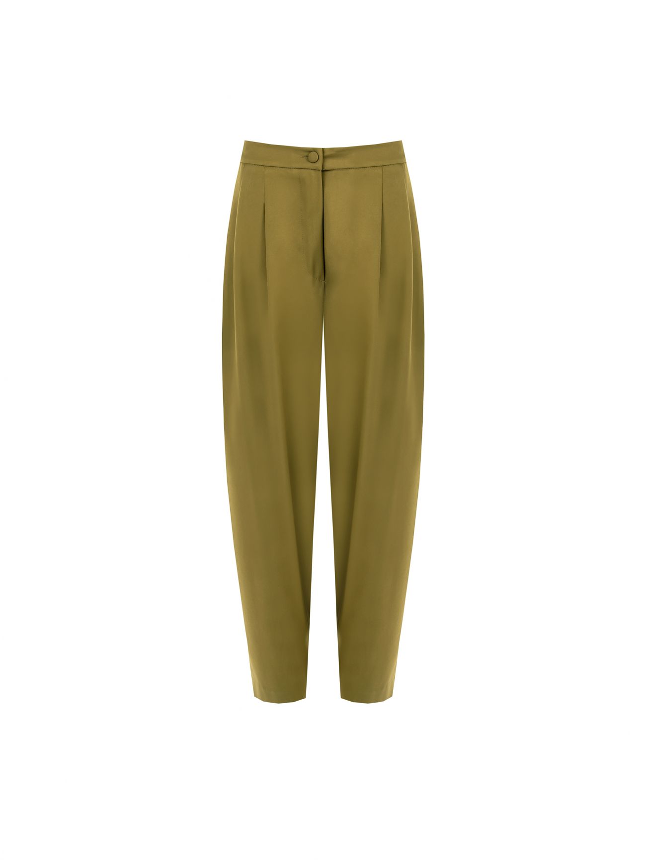 Military Green Pleated Carrot Trousers det_4
