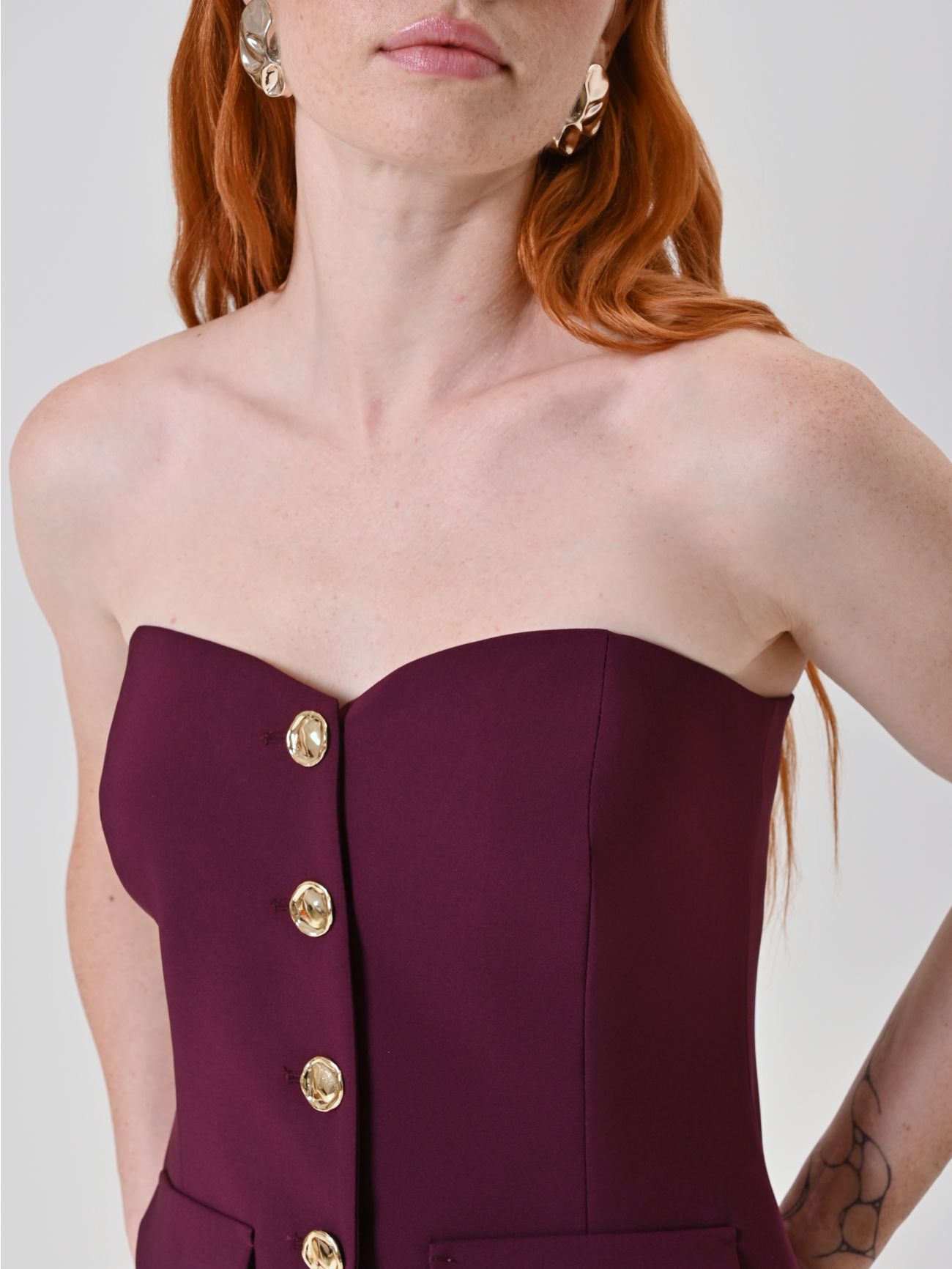  Burgunderrotes Bustier-Top in_i5