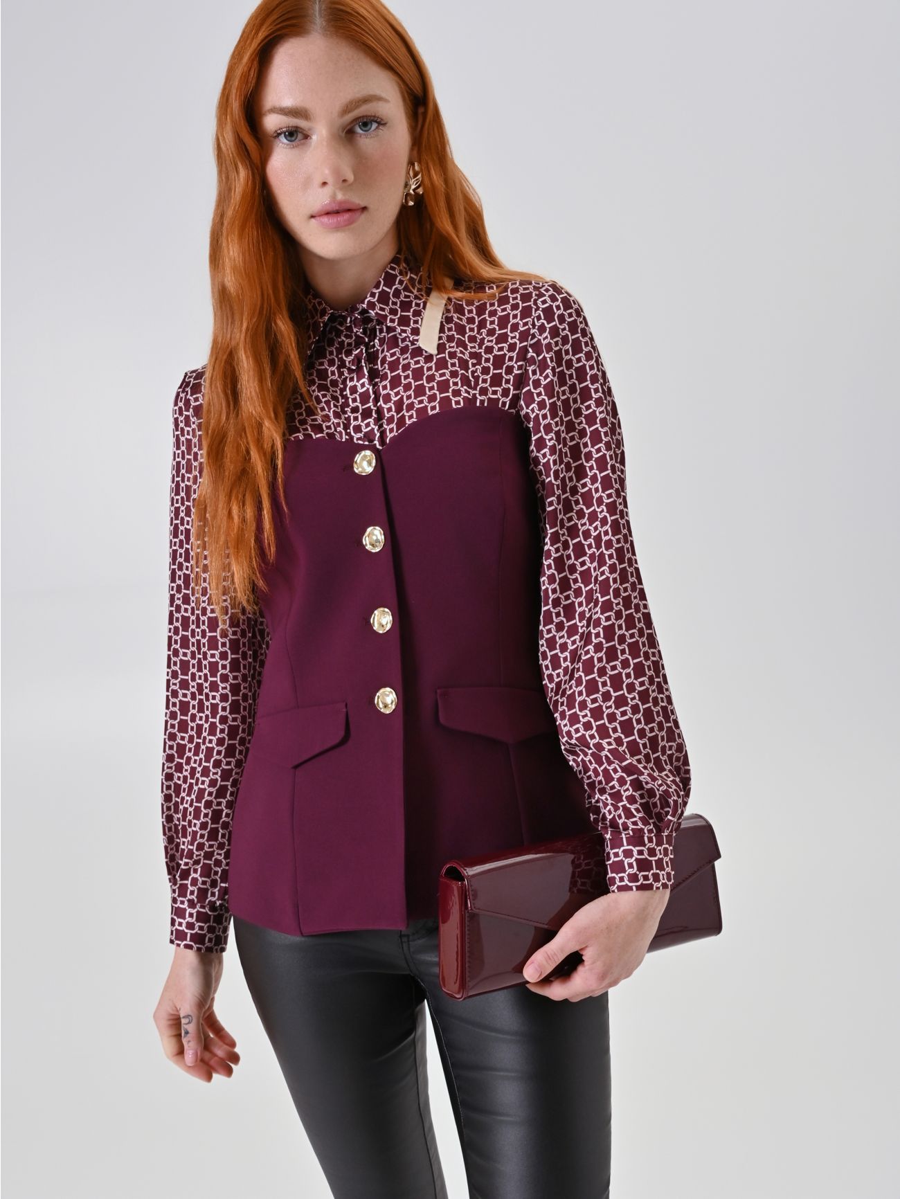  Burgunderrotes Bustier-Top  Rinascimento