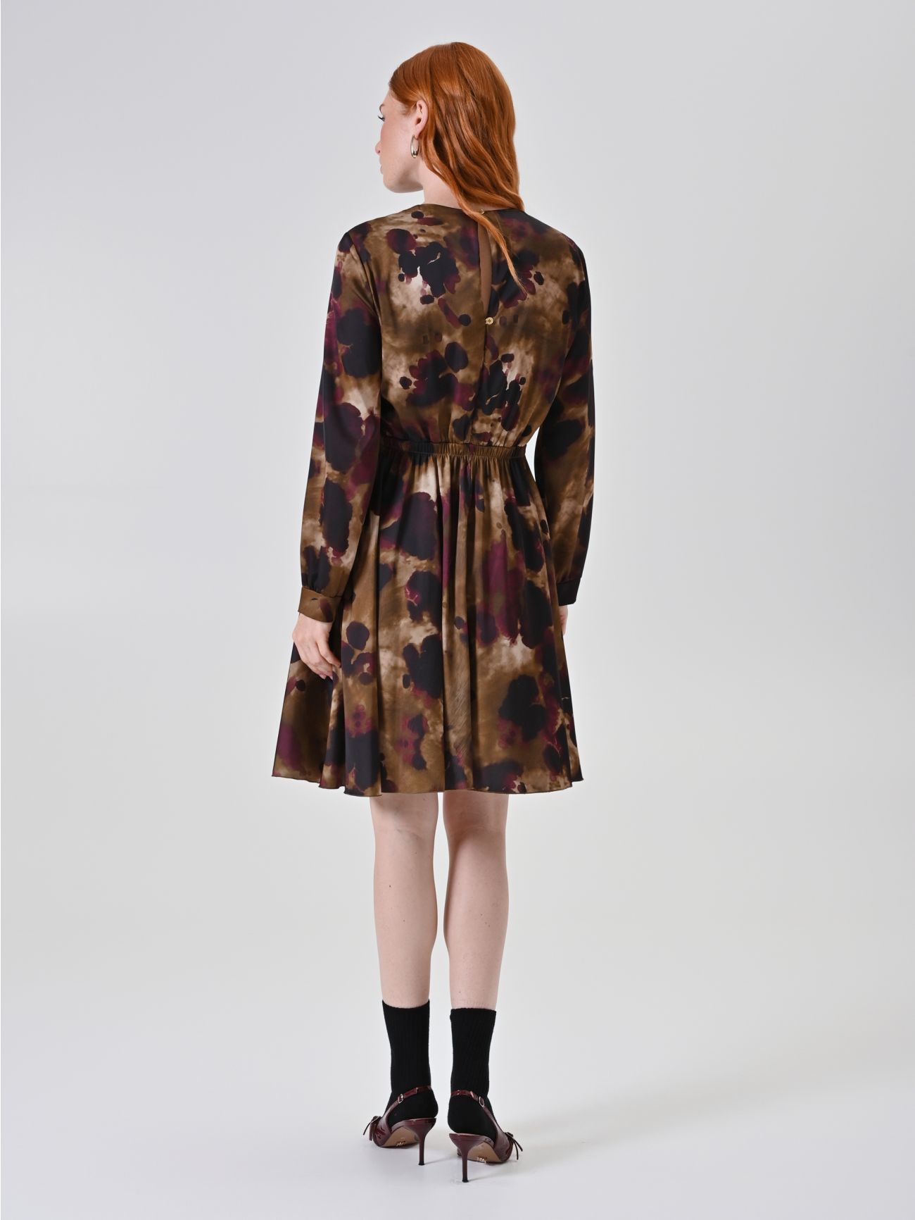 Military Green Abstract Print Midi Dress det_3