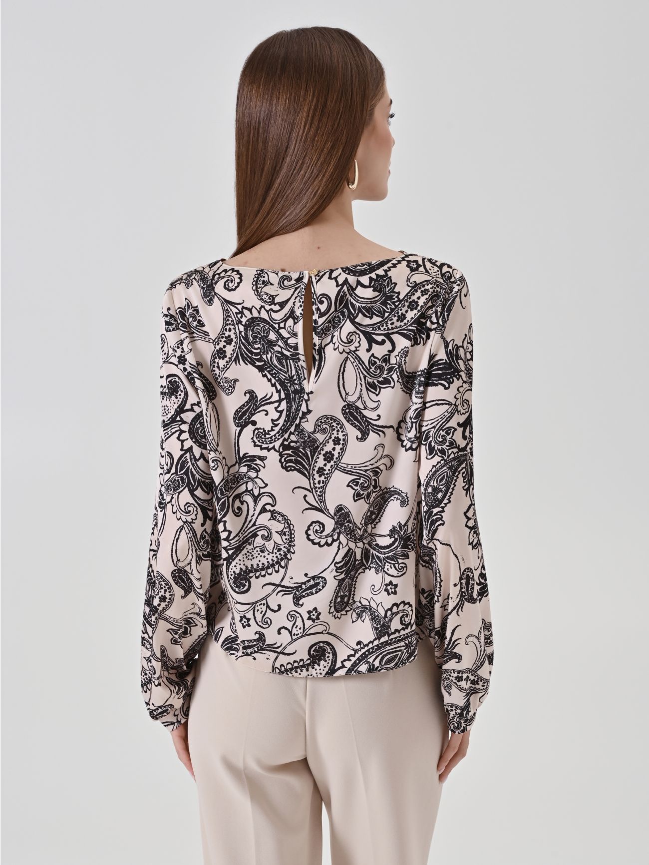Light Beige Paisley Print Blouse det_3
