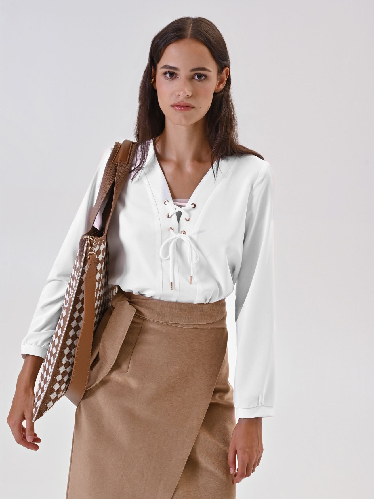 White Bustier Blouse with Laces  Rinascimento