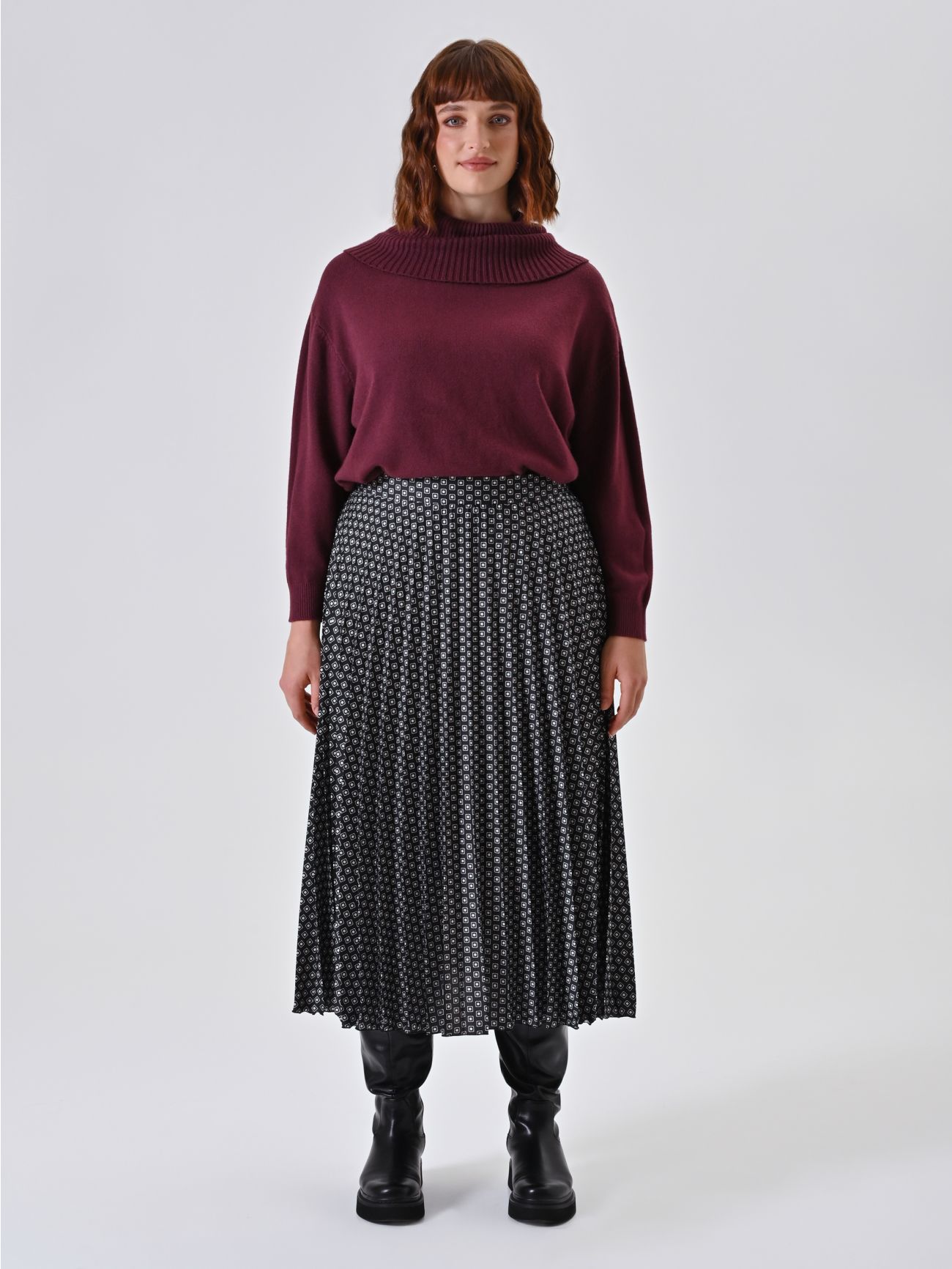 Geometric Print Curvy Skirt det_1