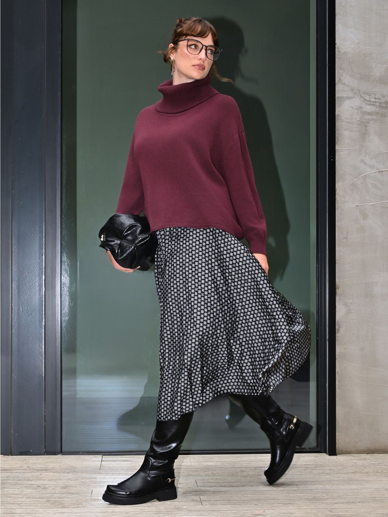 Geometric Print Curvy Skirt  Rinascimento