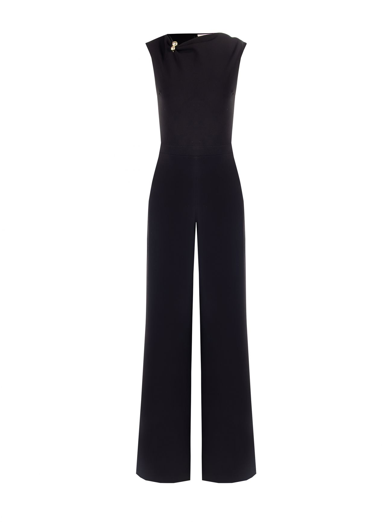 Schwarzer Palazzo-Jumpsuit mit Schmuckdetail det_4