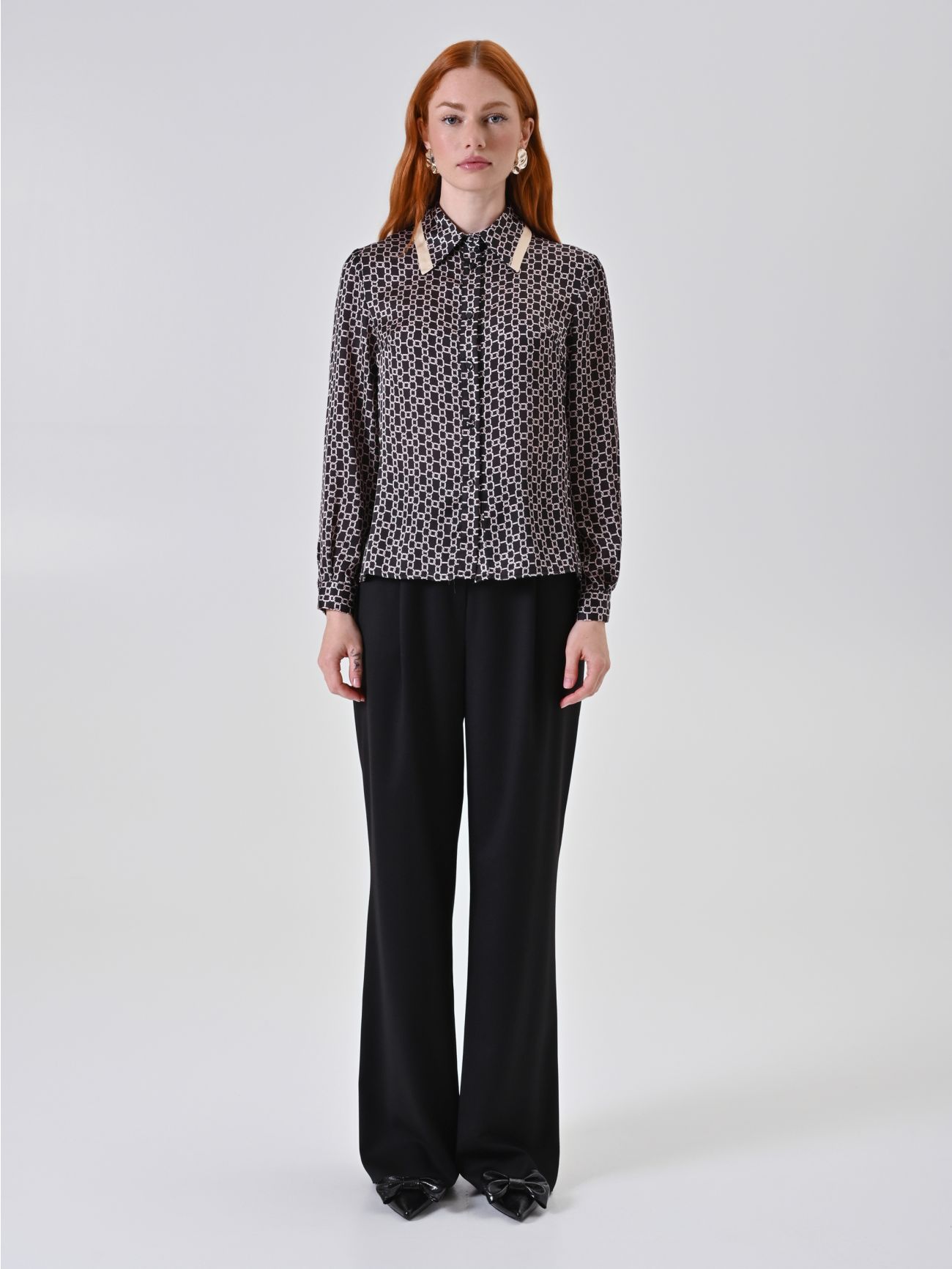 Camicia stampa catene nero det_1