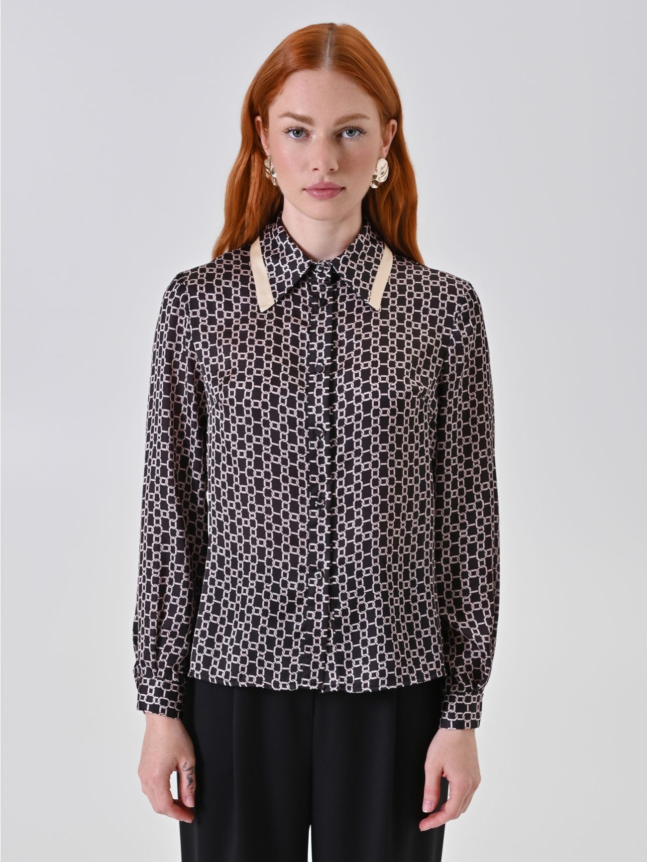 Camicia stampa catene nero det_2
