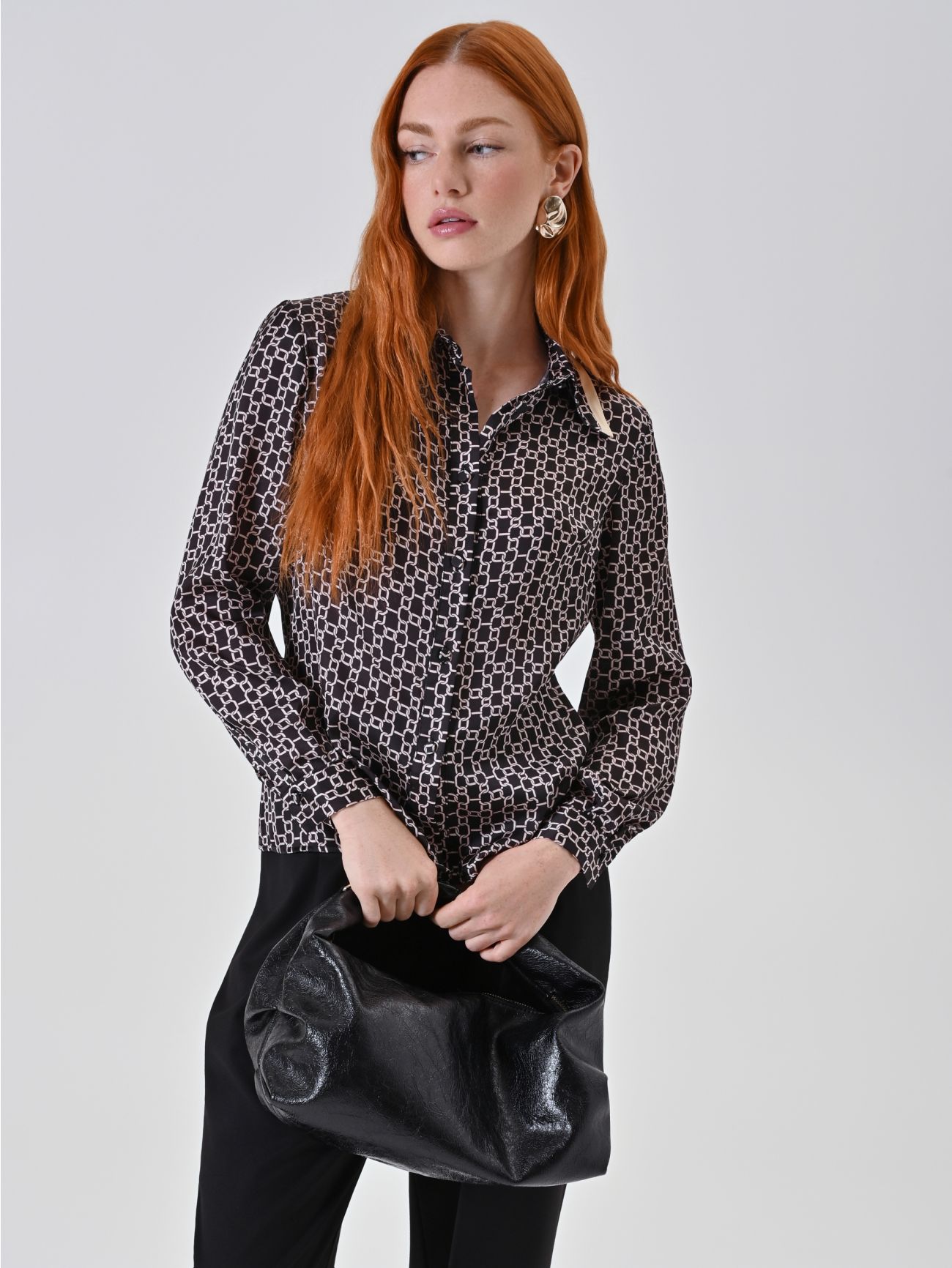 Camicia stampa catene nero  Rinascimento