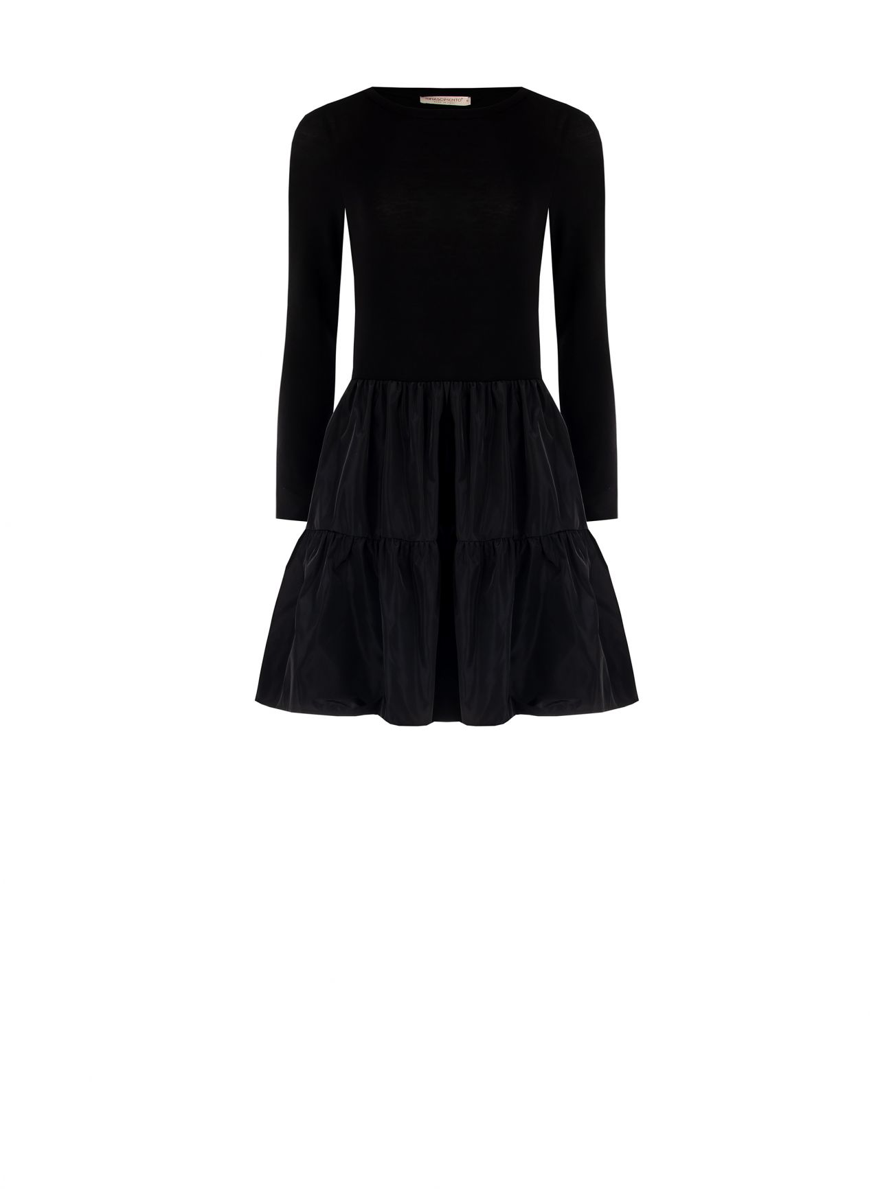 Strickkleid in Schwarz mit Volant-Rock det_4