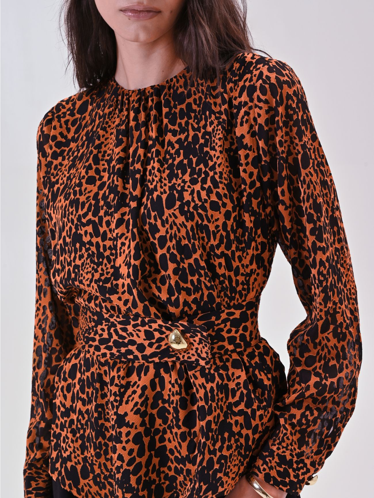 Animal-Print Blouse with Belt in_i5