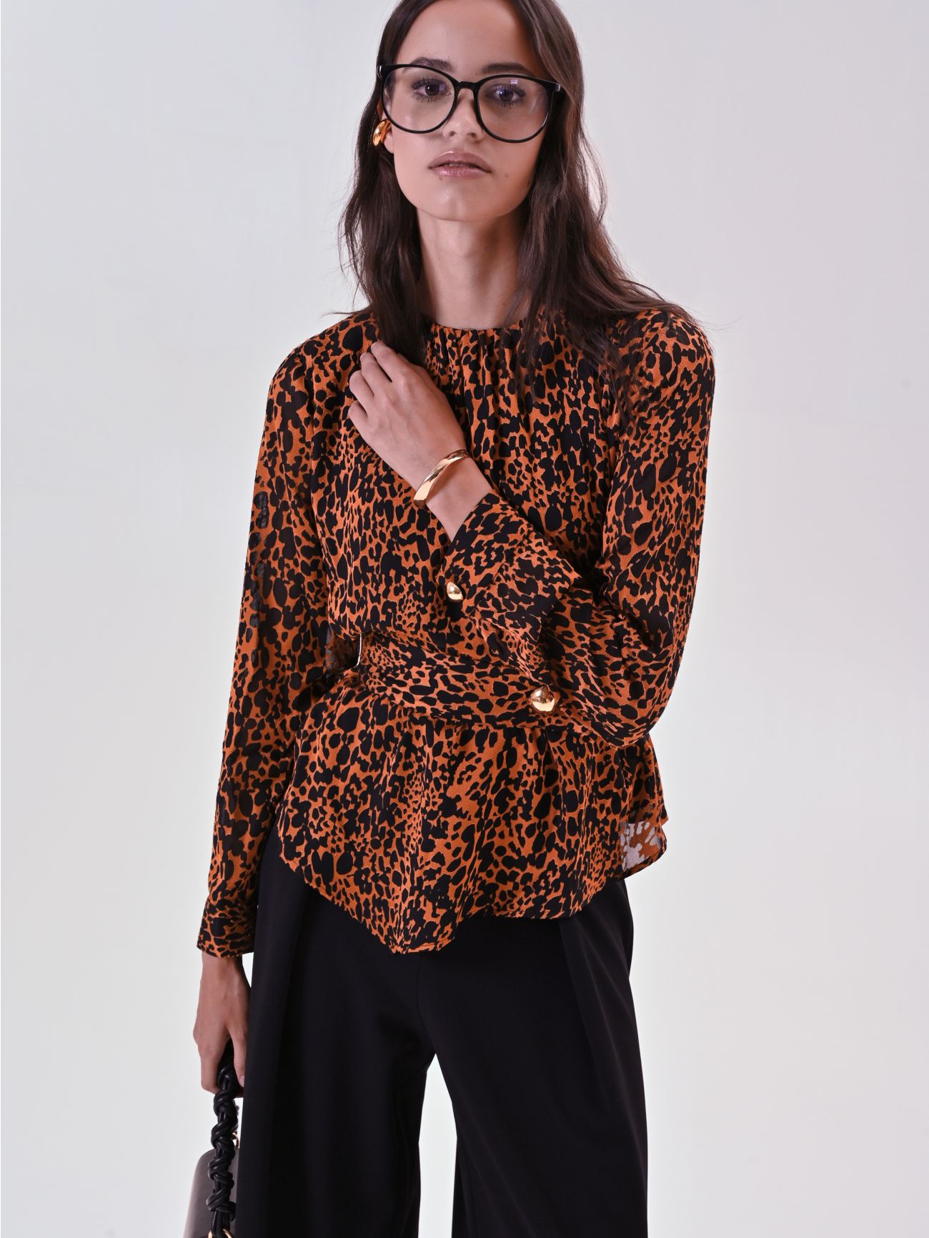 Animal-Print Blouse with Belt  Rinascimento