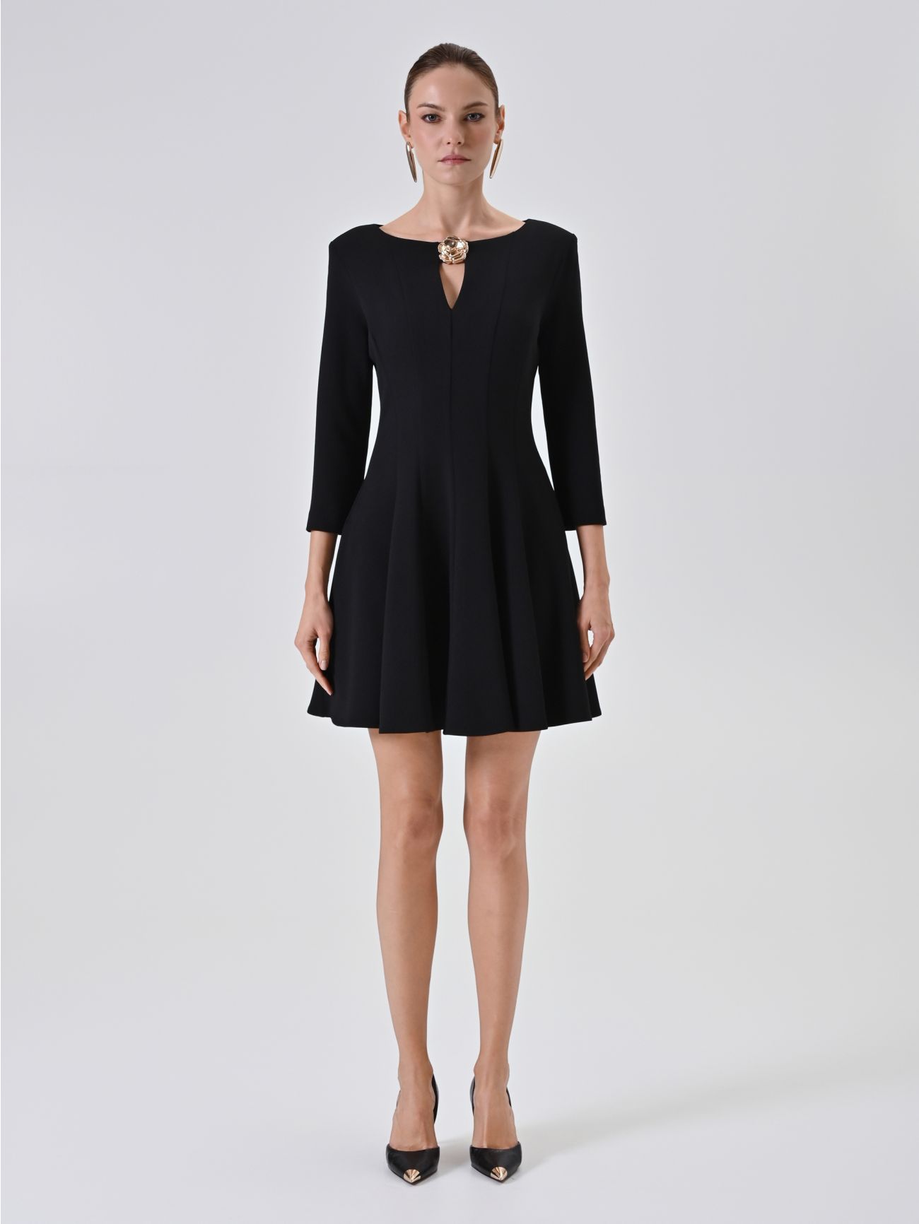 Black Flared Dress det_1