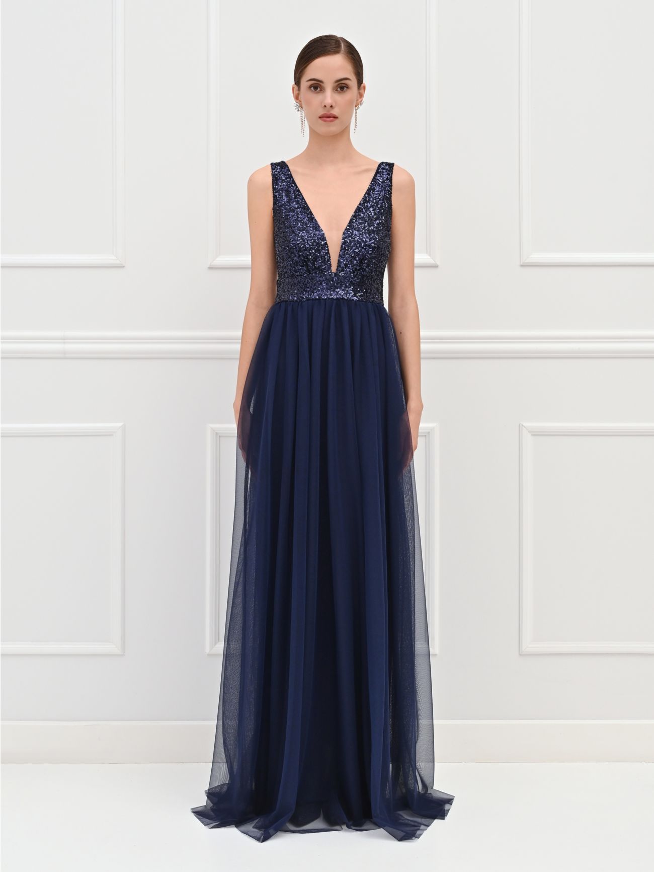 Langes blaues Abendkleid mit Pailletten-Oberteil det_1