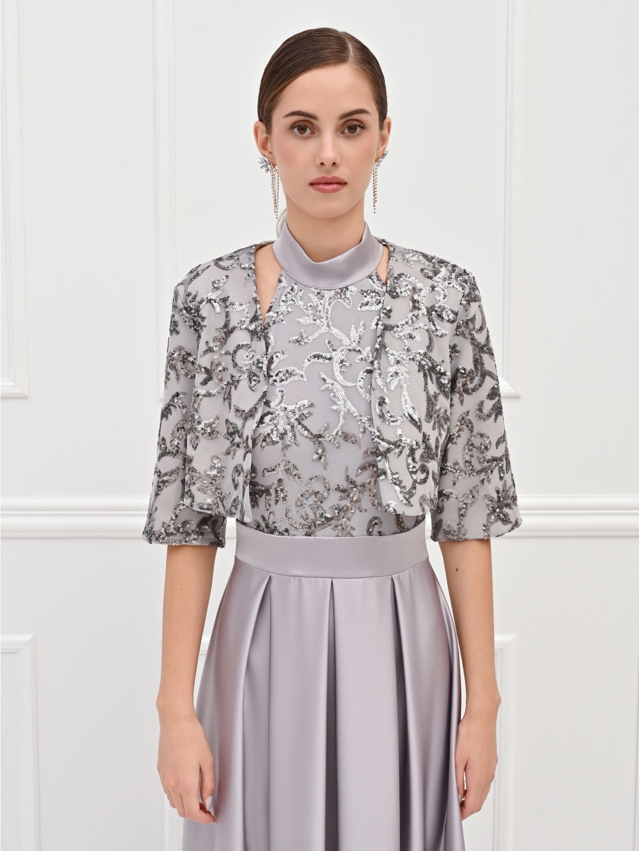 Bolero plateado con bordado de lentejuelas det_2