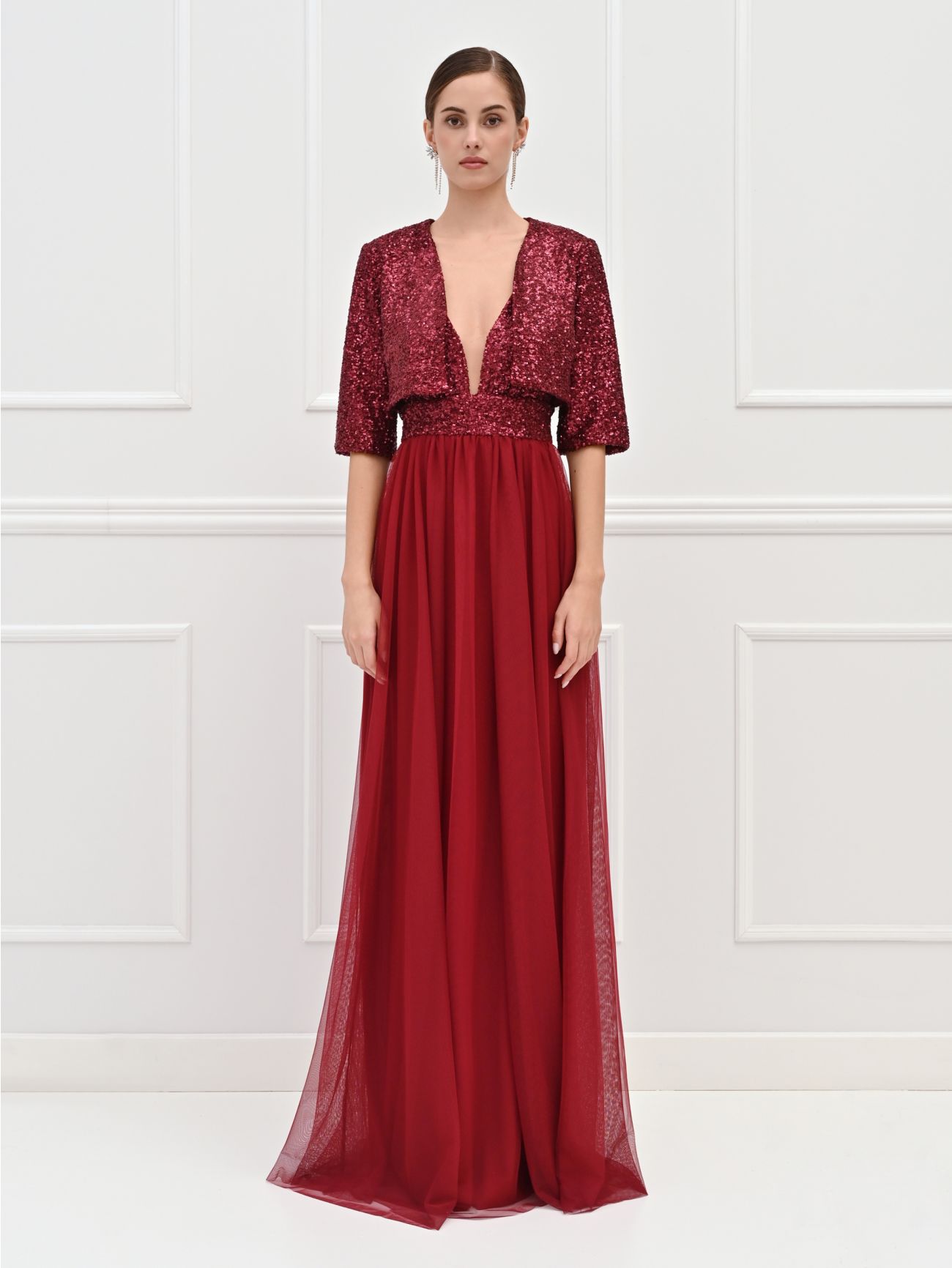 Bolero de lentejuelas burdeos det_1