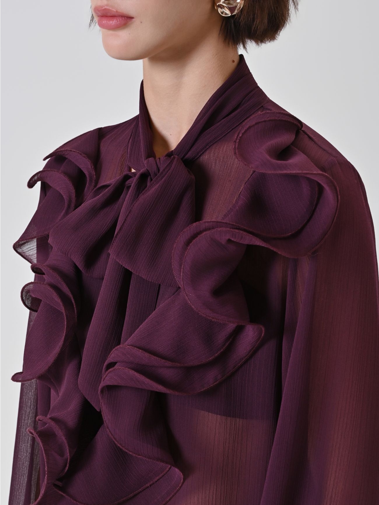 Burgundy Blouse with Maxi Ruffles 4 Rinascimento Burgundy Blouse with Maxi Ruffles in_i5