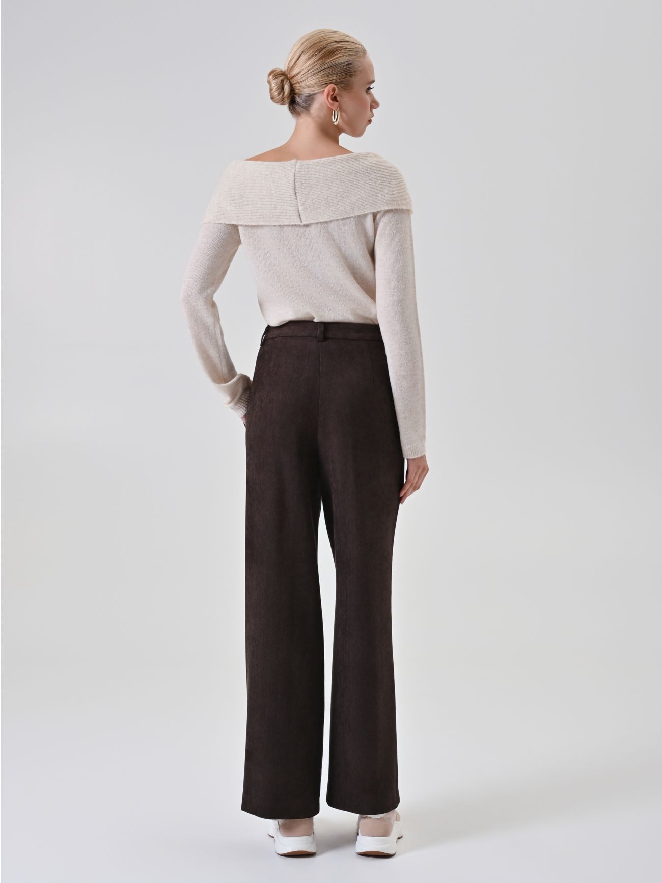 Chocolate Brown Corduroy Palazzo Pants det_3