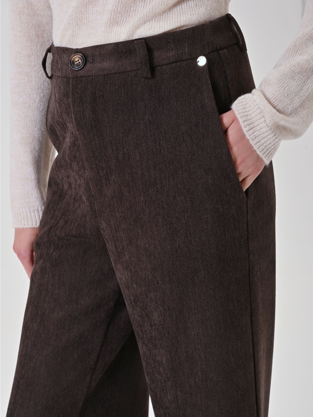 Chocolate Brown Corduroy Palazzo Pants in_i5
