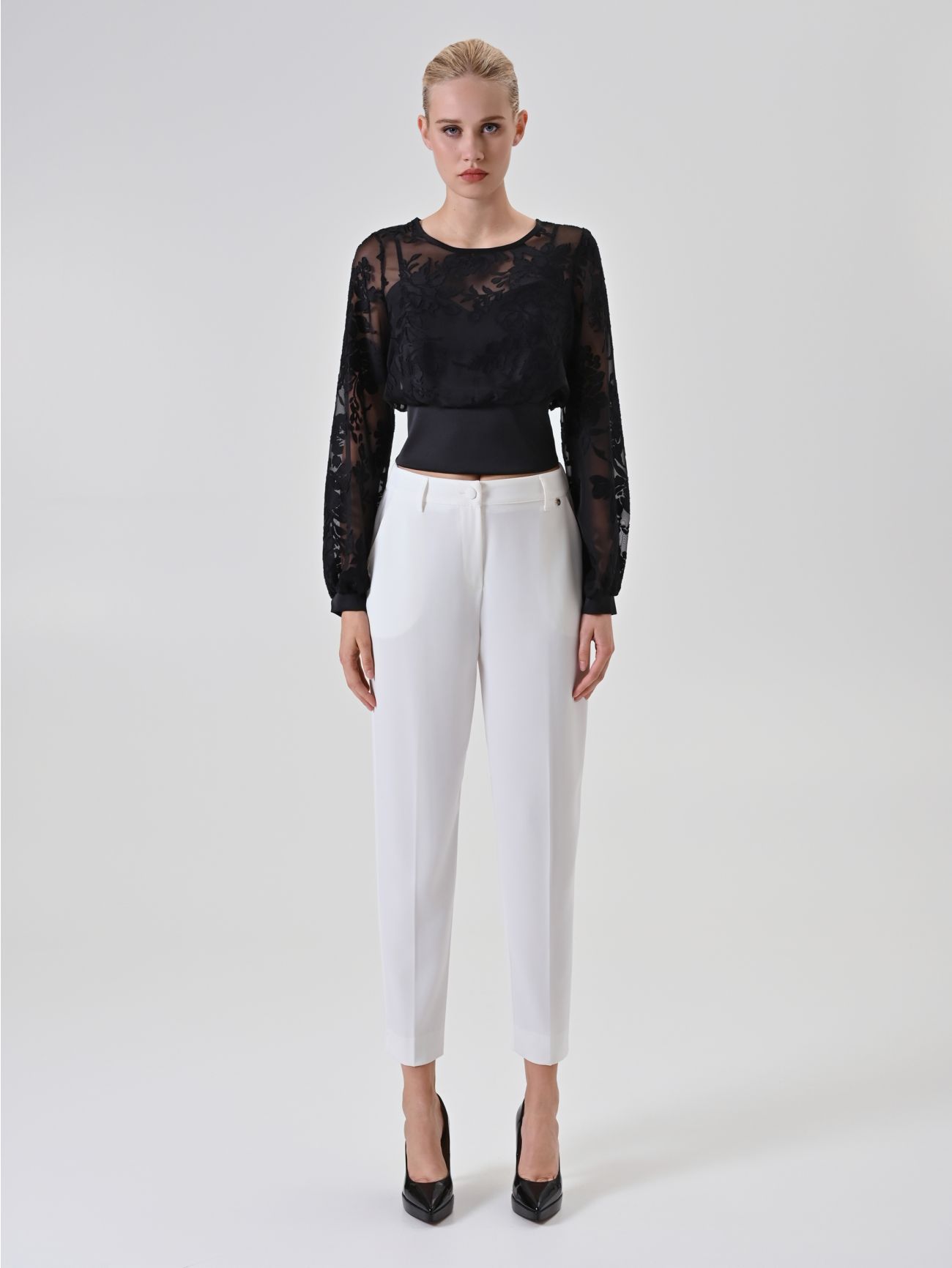 Black Flocked Blouse det_1