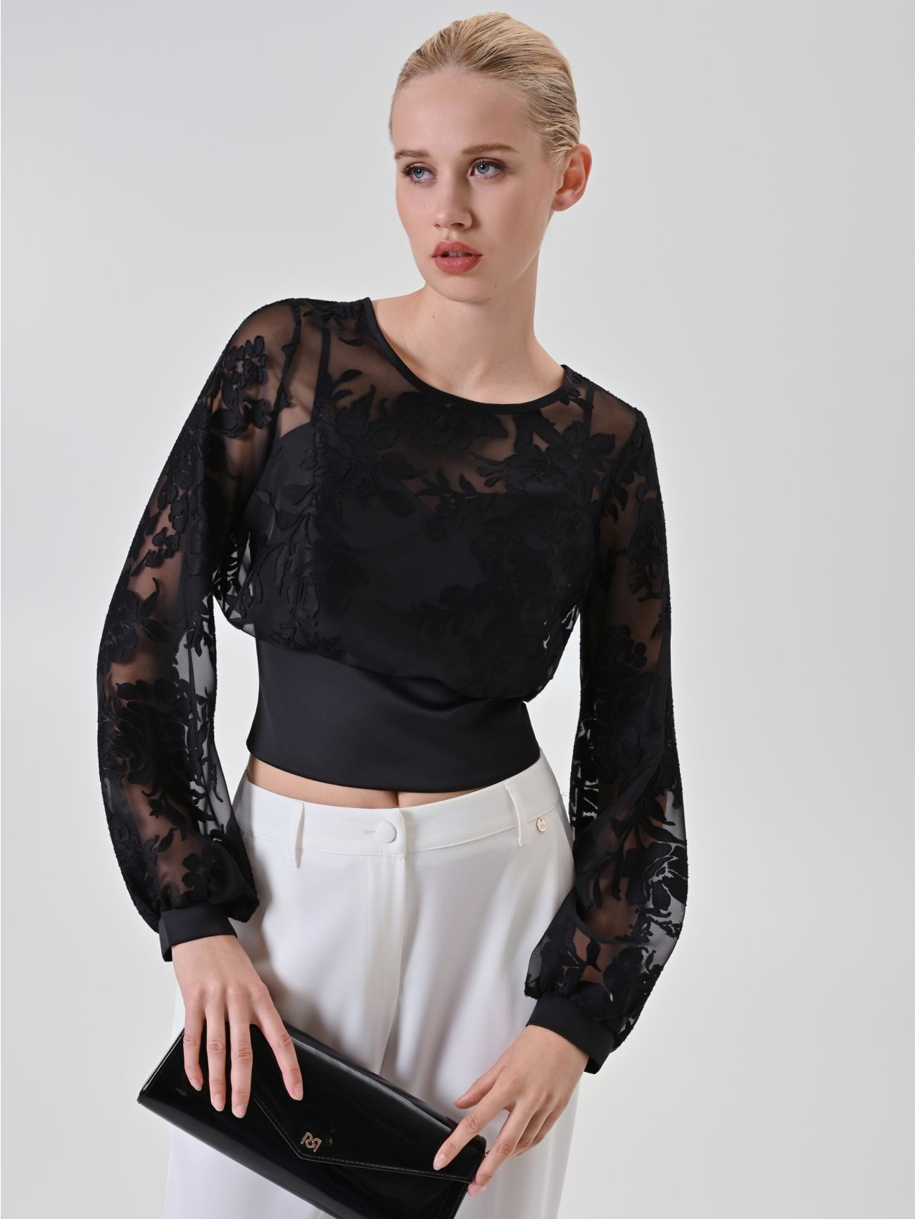 Black Flocked Blouse  Rinascimento