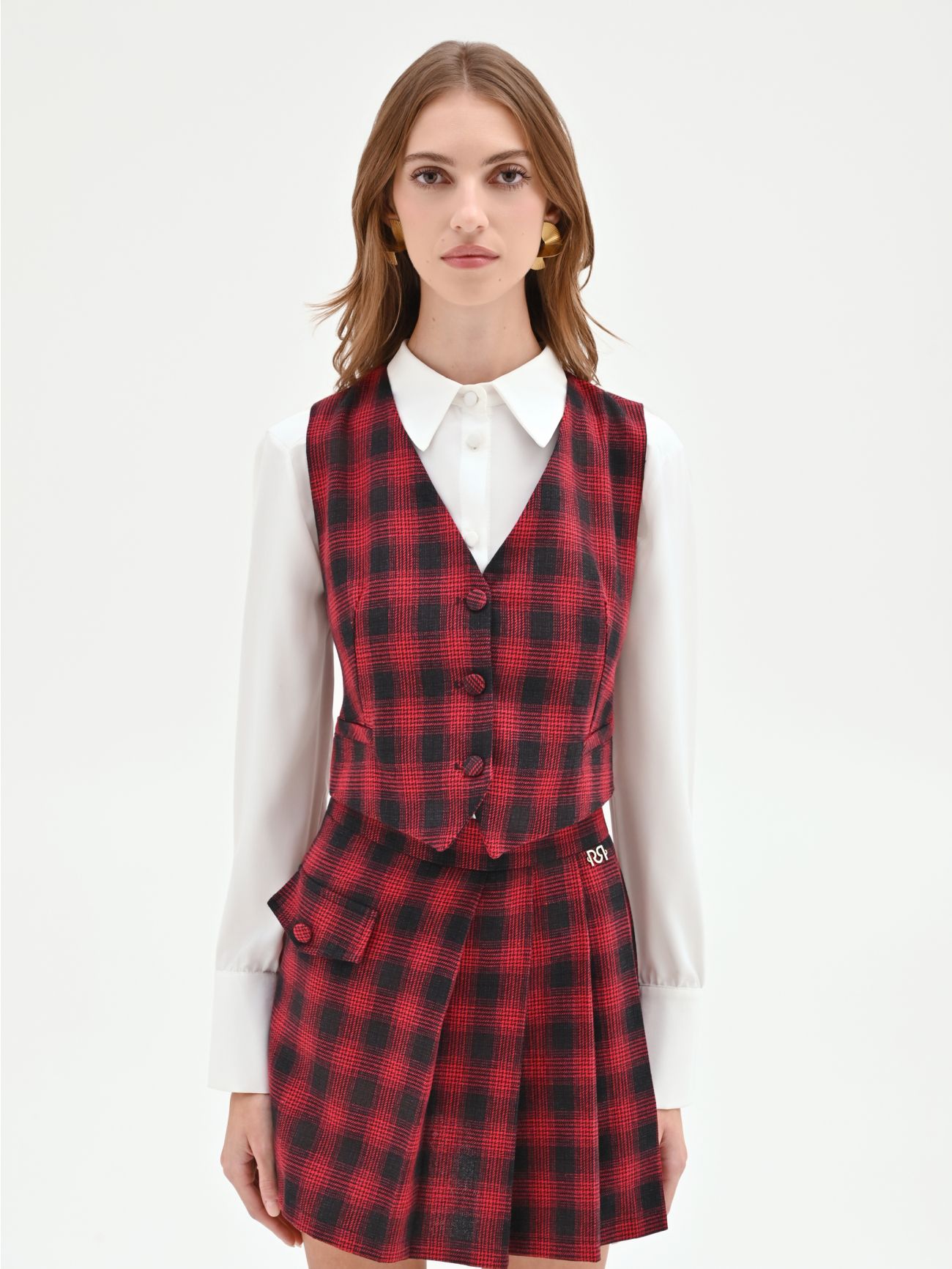 Red Tartan Vest det_2