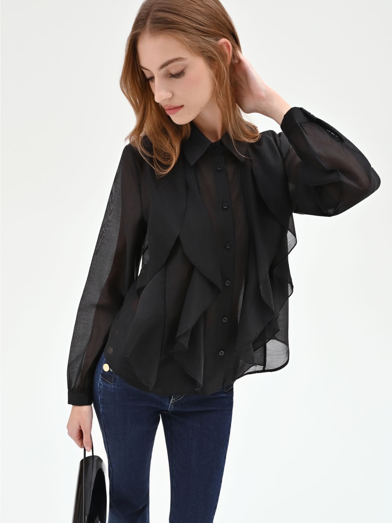 Black Ruffle Blouse  Rinascimento