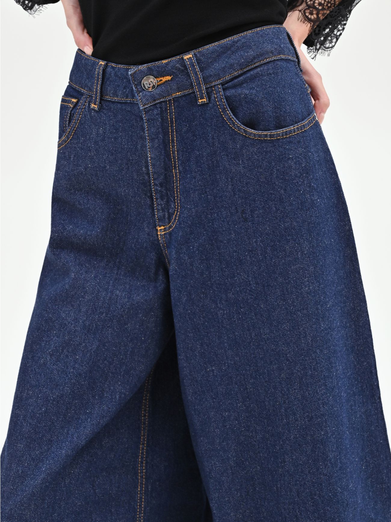 Jeans a palazzo blu indaco  in_i5