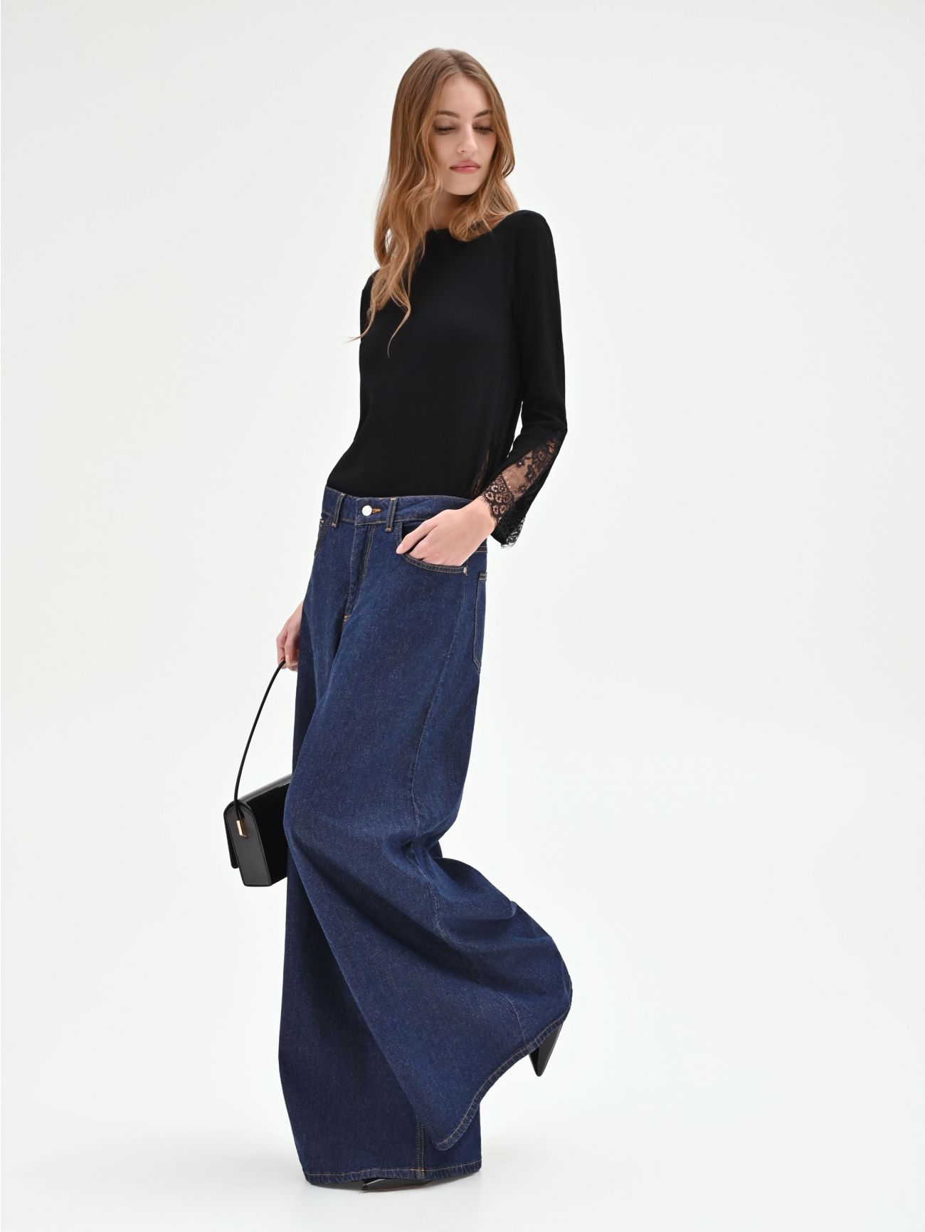 Jeans a palazzo blu indaco   Rinascimento