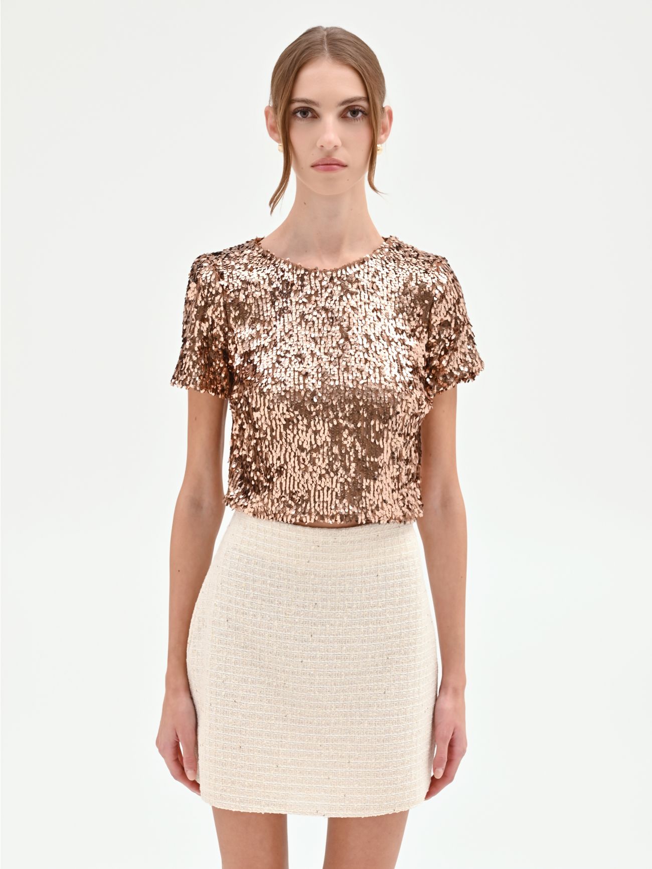 Bronze Sequin Crop Blouse det_2
