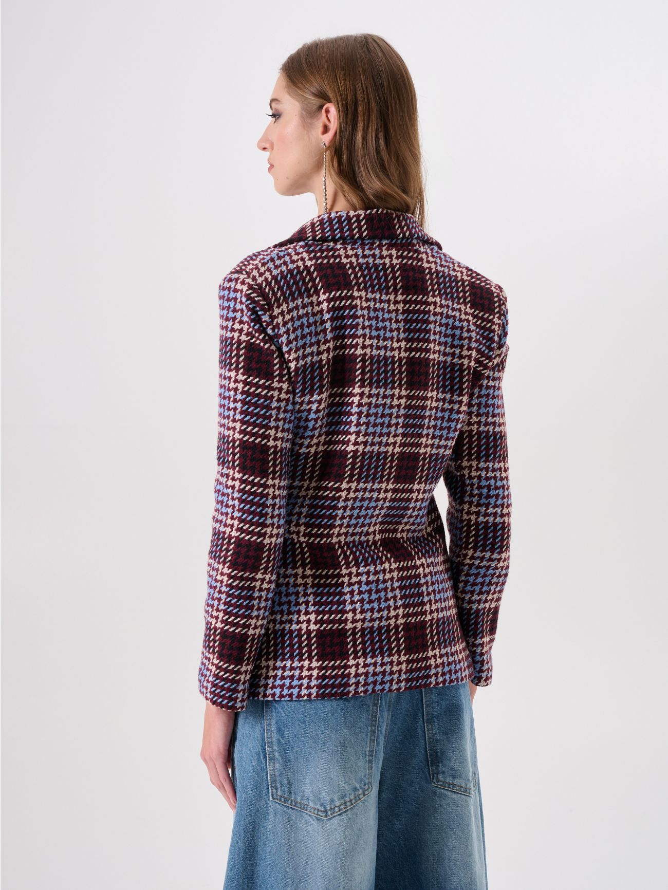 Burgundy Tweed Blazer in_i4