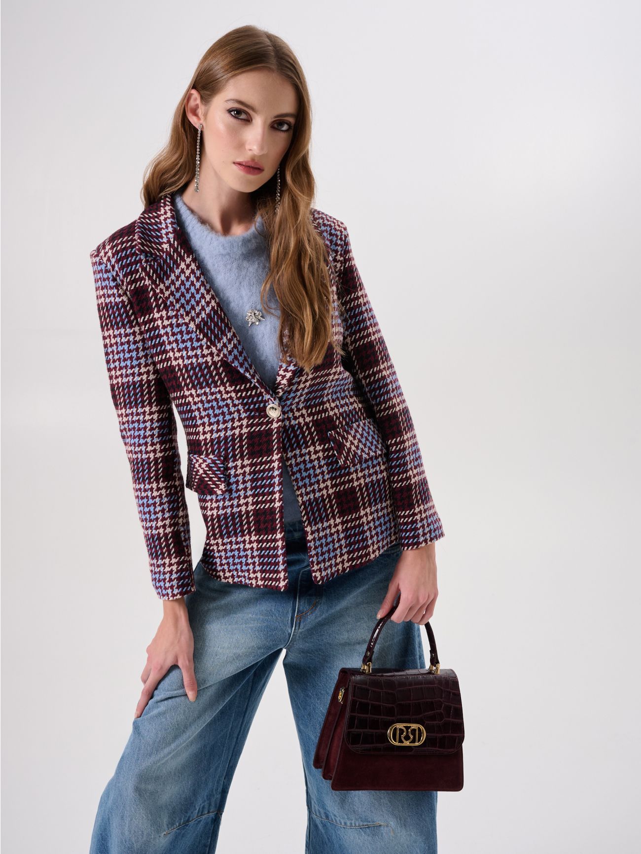 Burgundy Tweed Blazer  Rinascimento