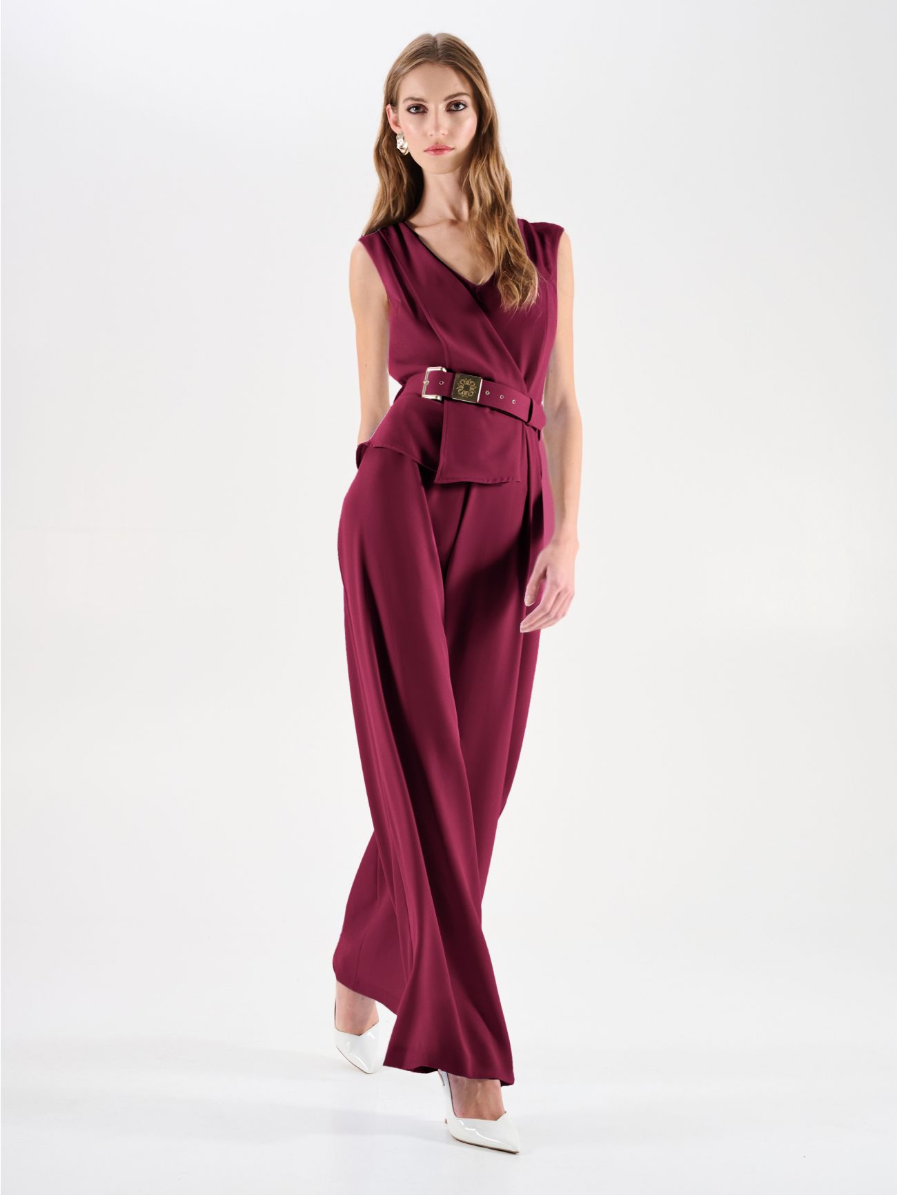 Długi bordowy kombinezon palazzo in_i7