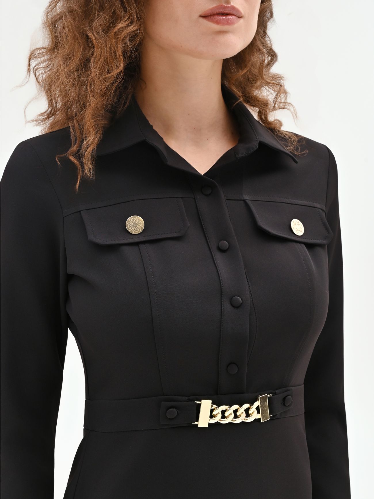 Black Dress with Gold Details in_i5