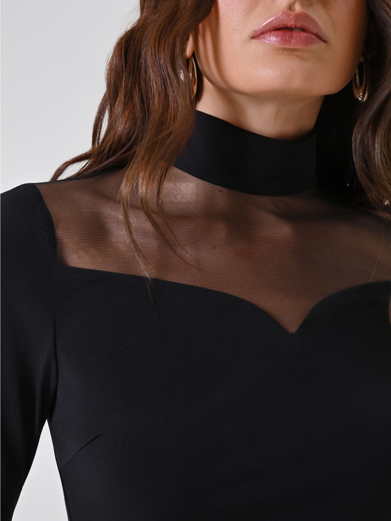Black Velvet and Tulle Blouse in_i5