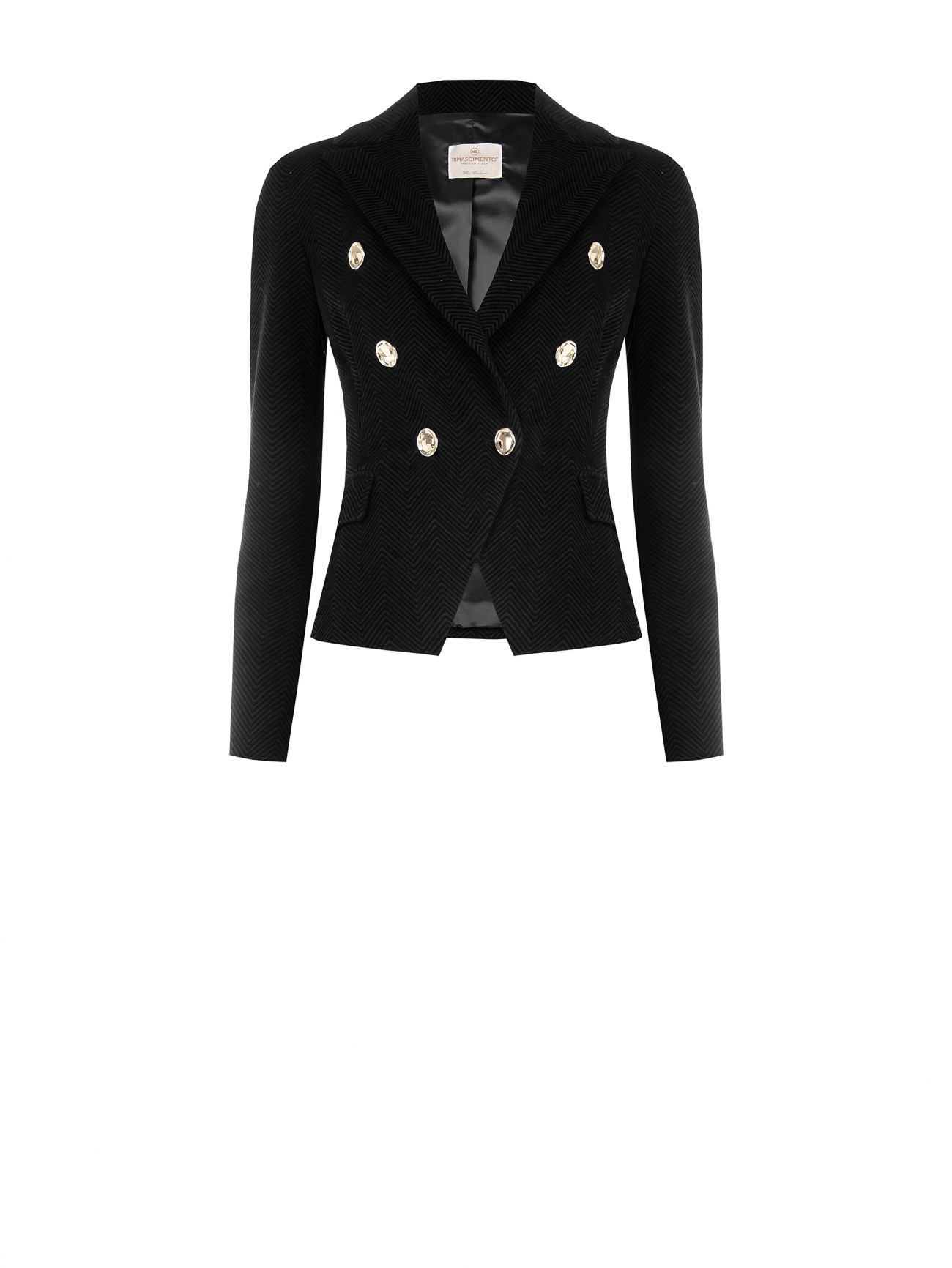 Black Chevron Double-Breasted Blazer det_4
