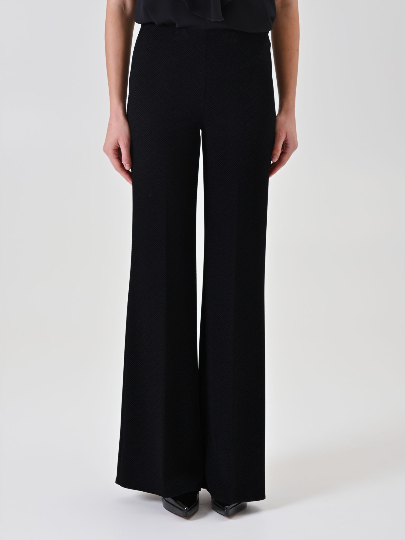 Black Chevron Palazzo Trousers det_2