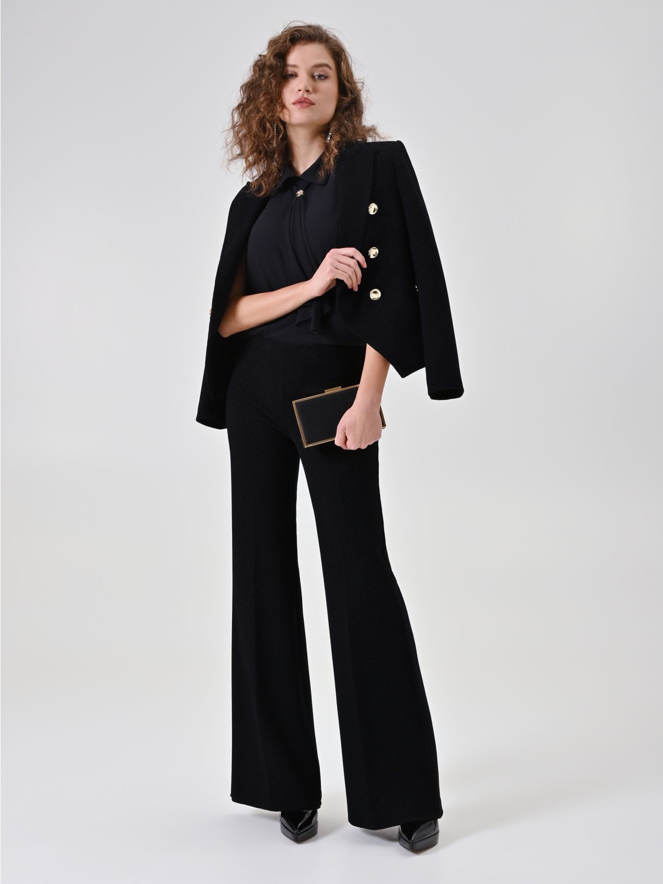 Black Chevron Palazzo Trousers  Rinascimento