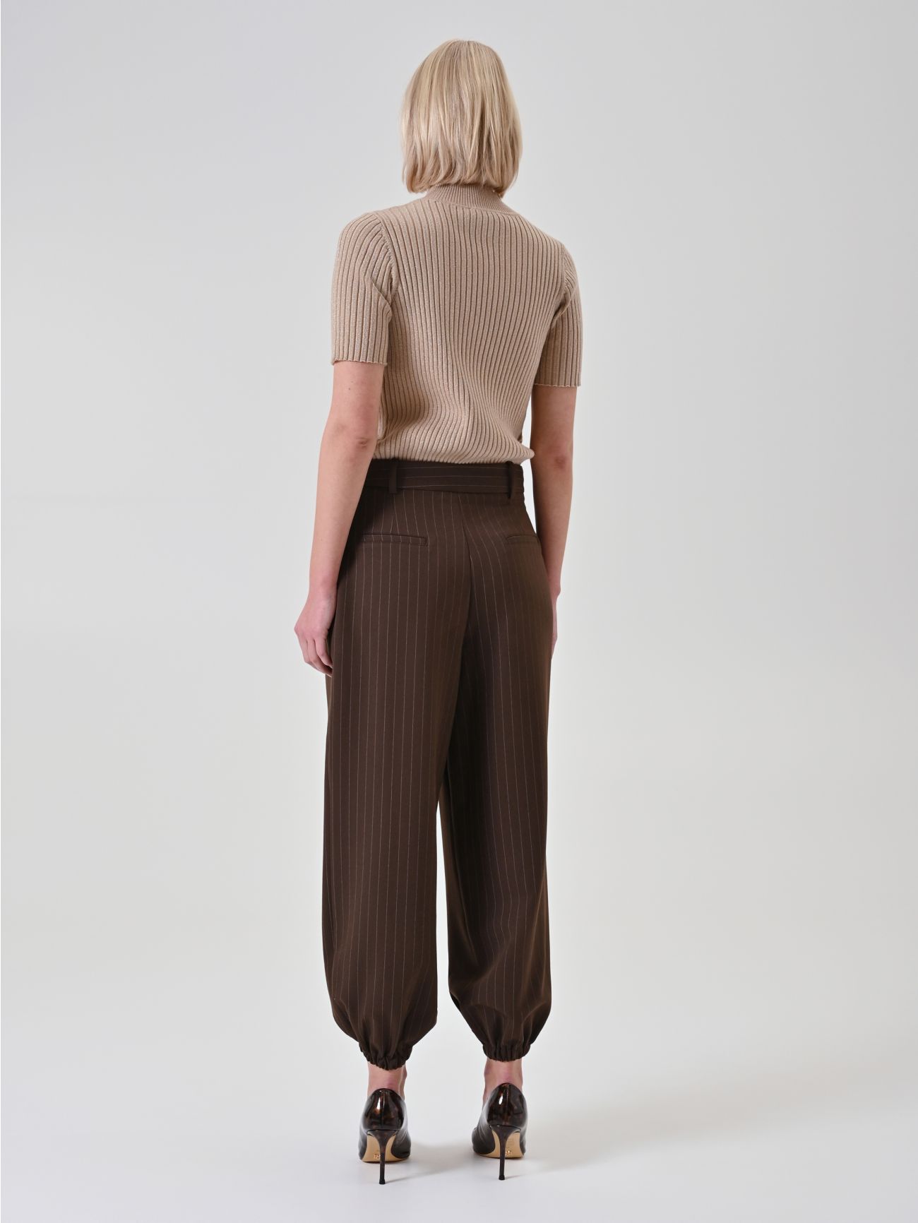 Chocolate Pinstripe High-Waisted Trousers det_3