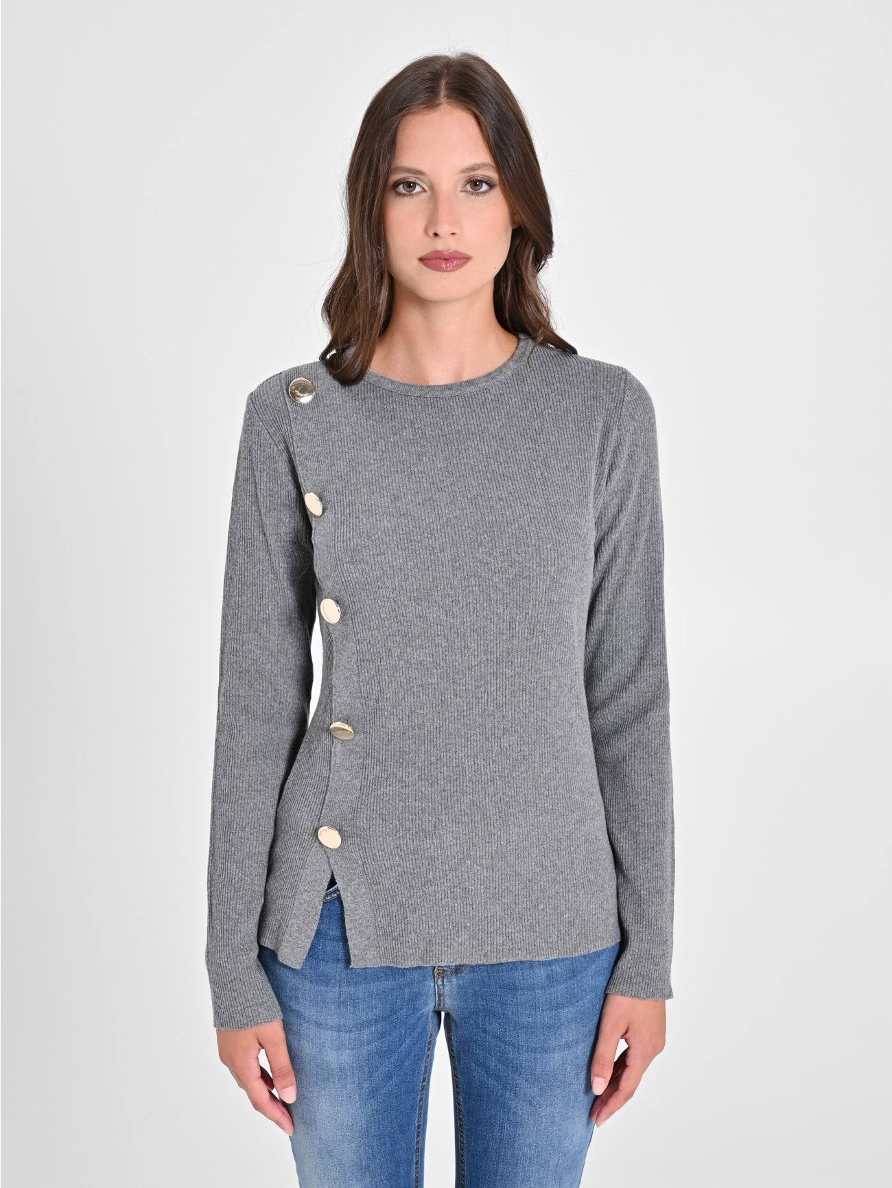 Pull gris Ecotec® à boutons det_2