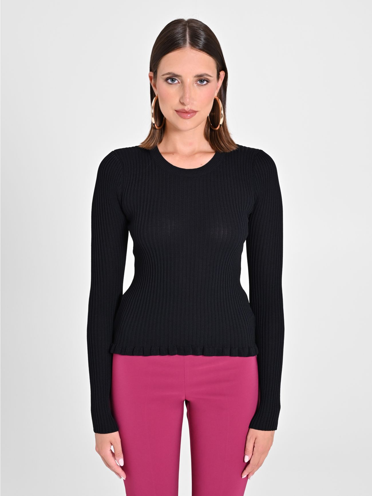 Black Ribbed Jumper det_2