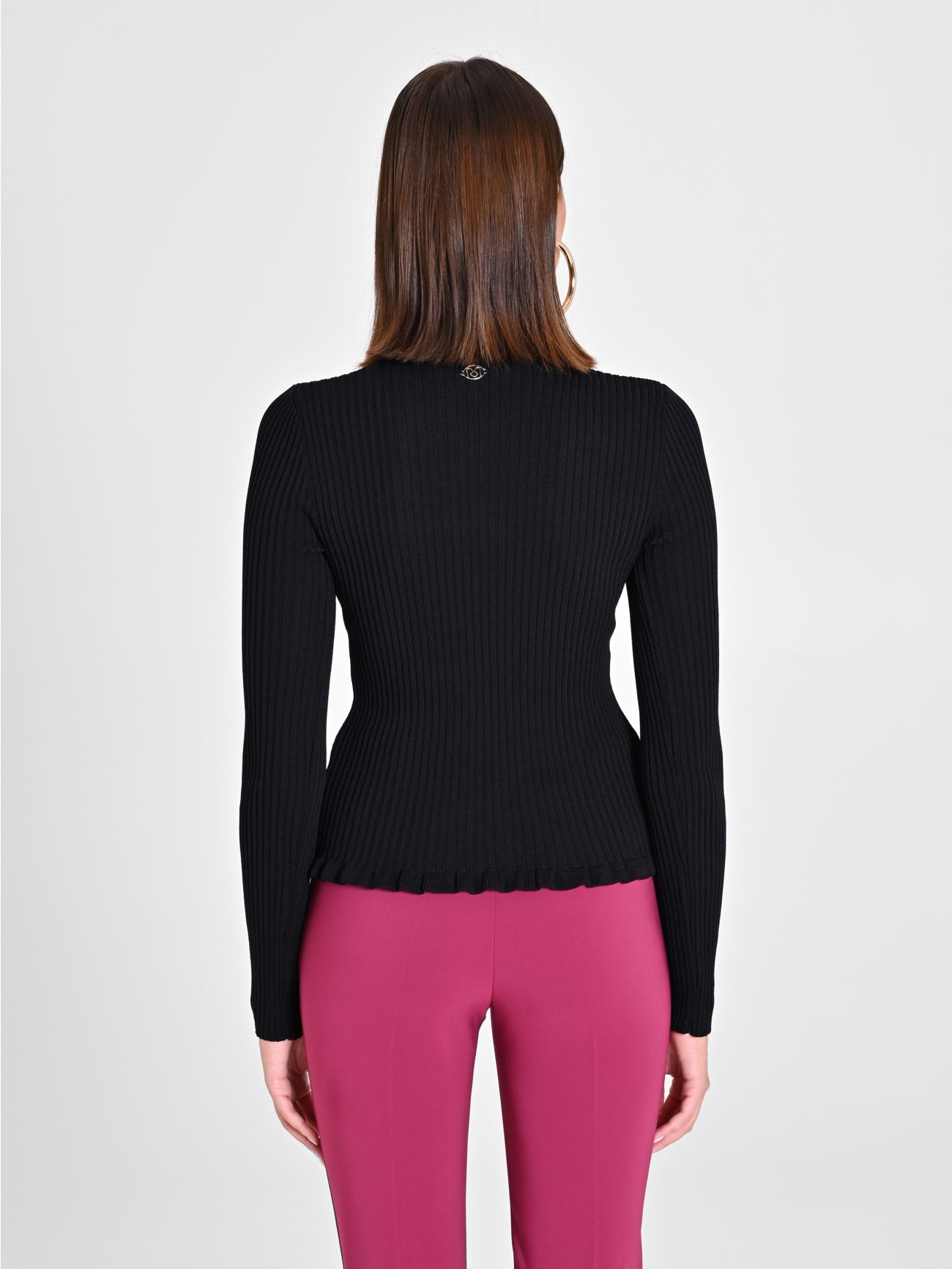 Black Ribbed Jumper in_i4