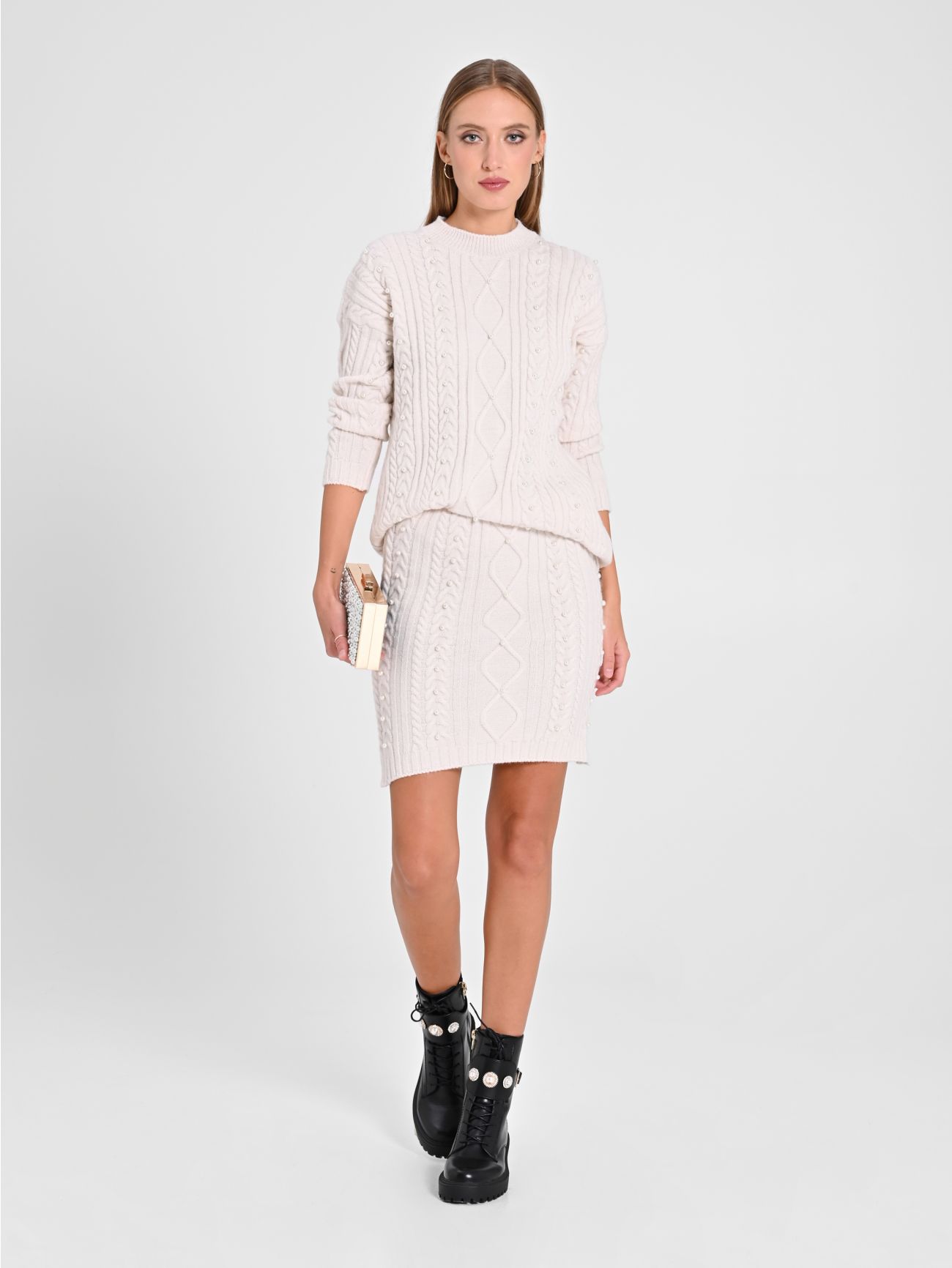 White Jumper with Pearls