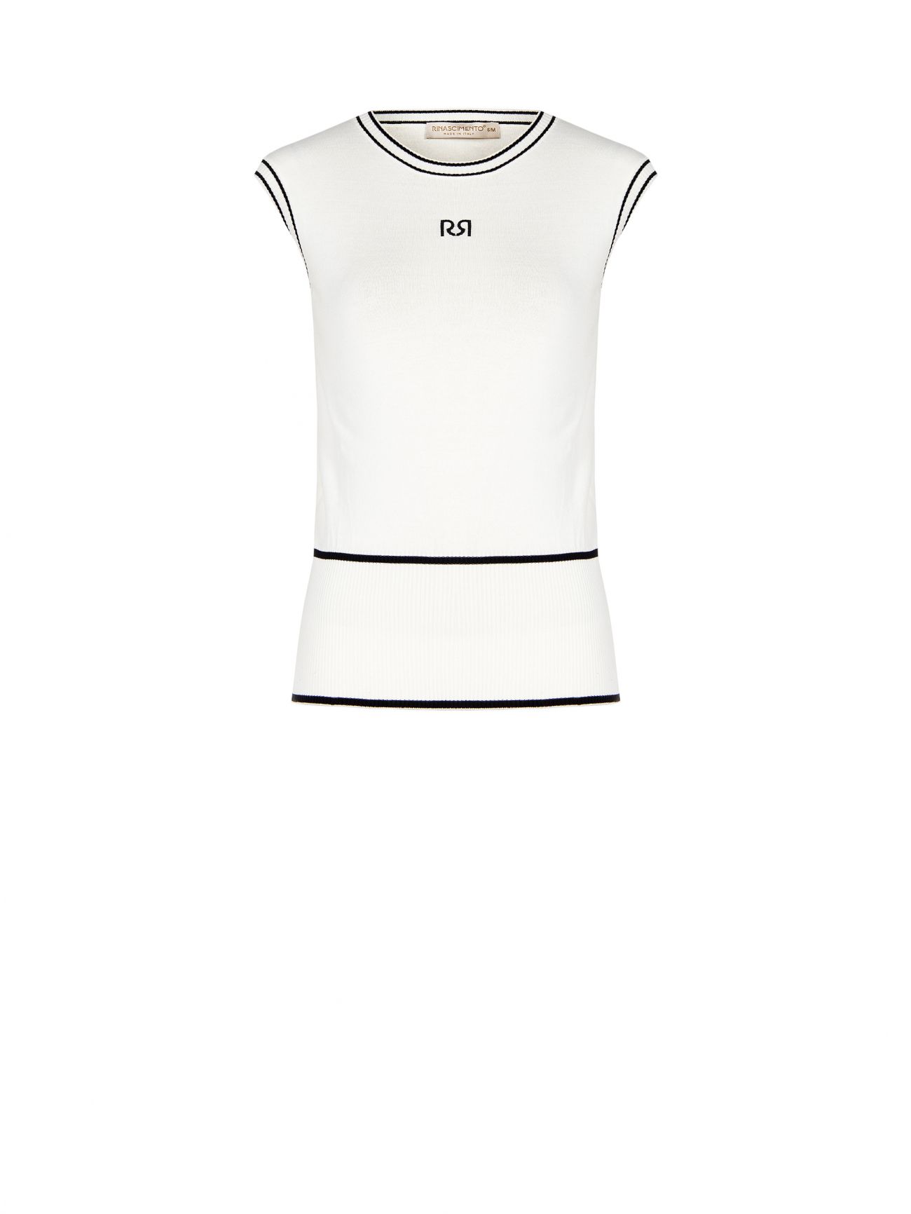 Top en maille noir et blanc det_4