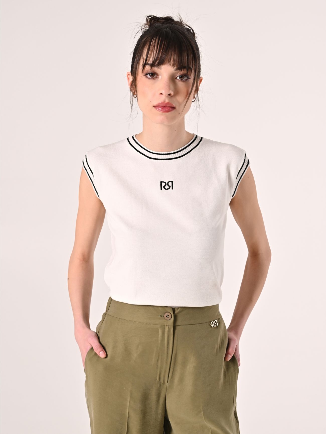 Top en maille noir et blanc in_i7
