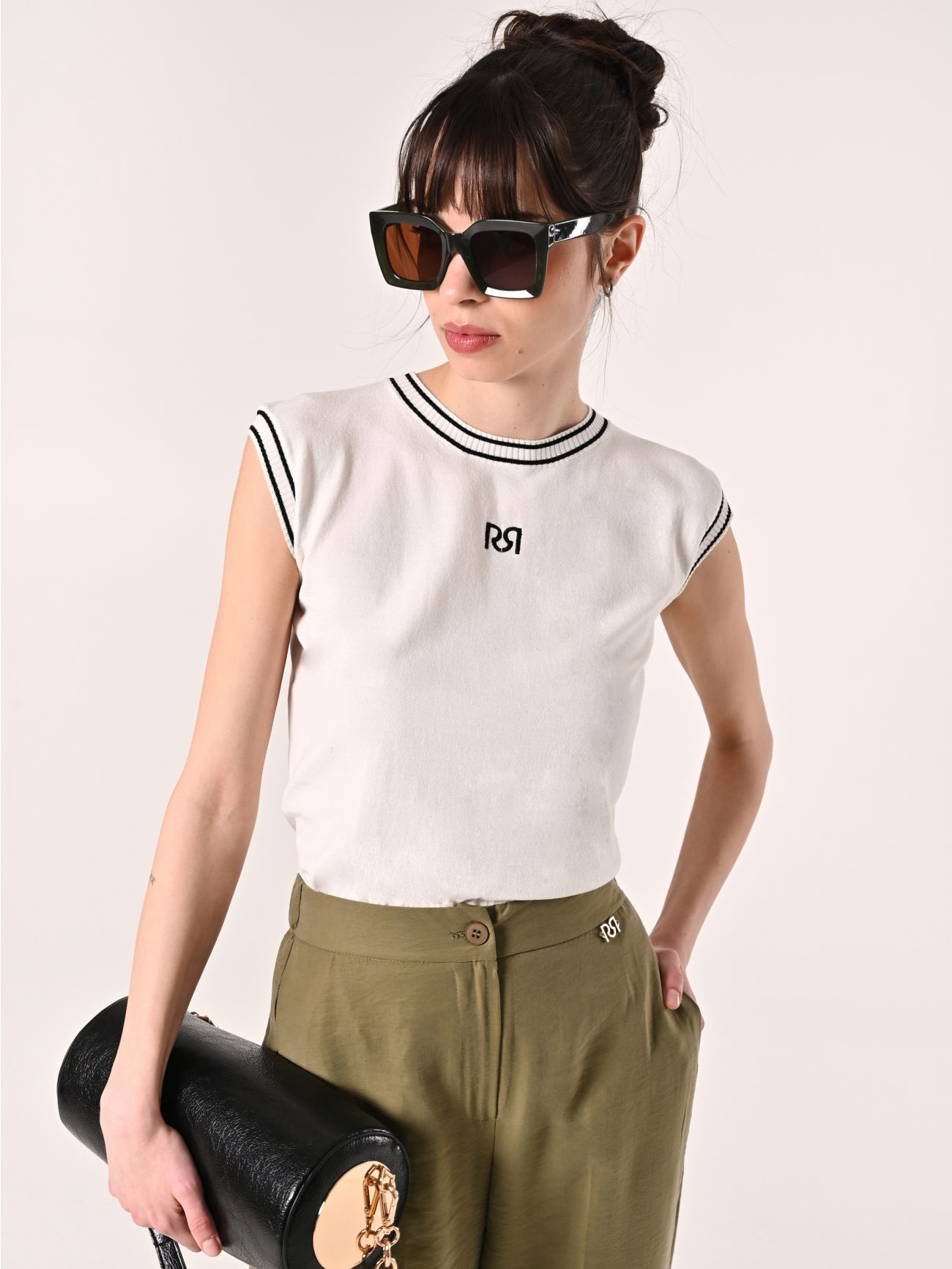 Top en maille noir et blanc  Rinascimento