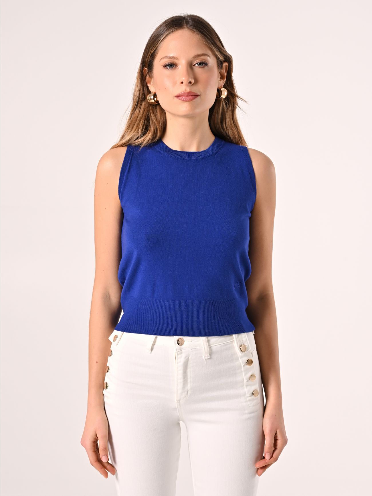 Maglioncino Girocollo Smanicato Blu det_2
